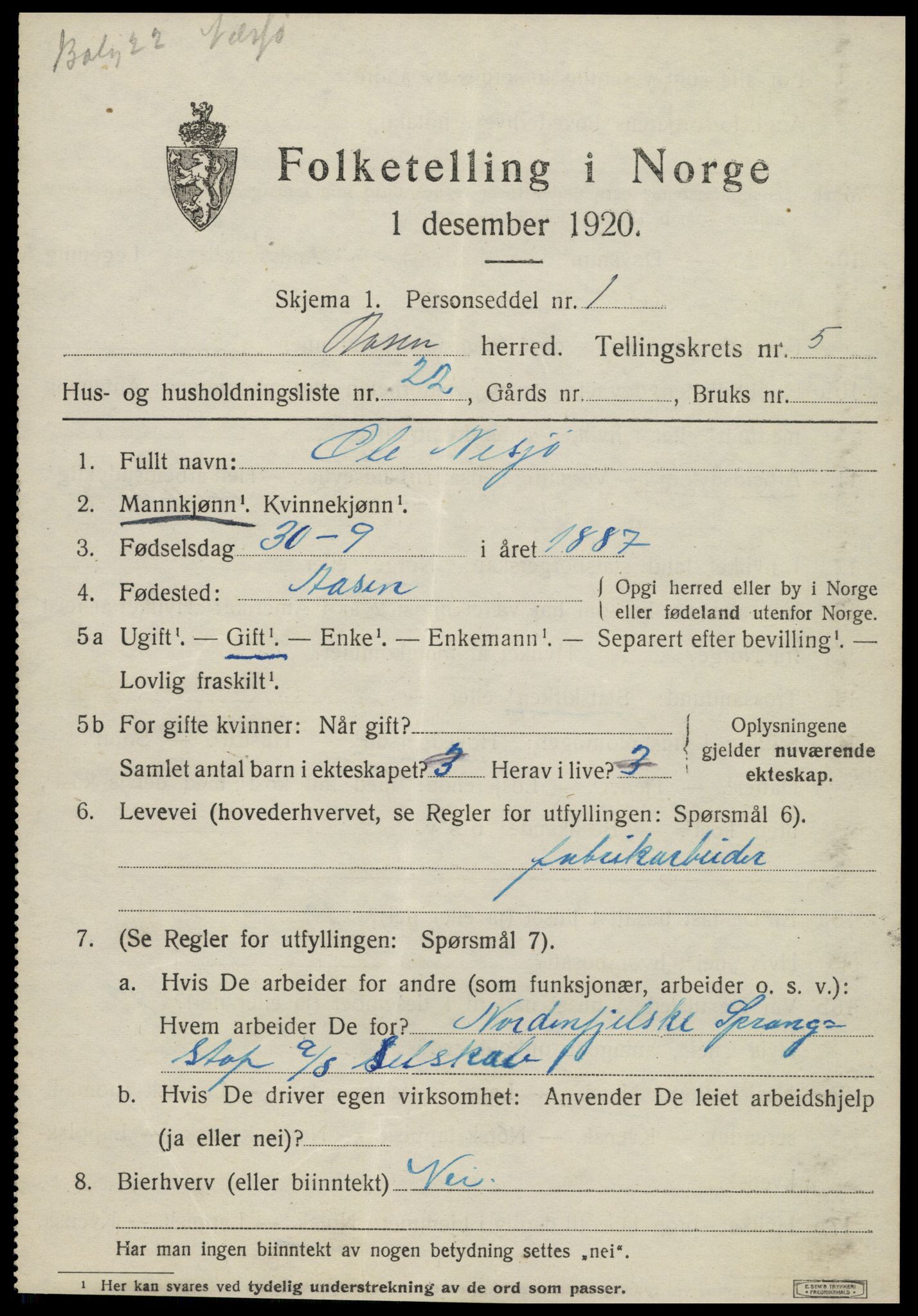 SAT, Folketelling 1920 for 1716 Åsen herred, 1920, s. 4270