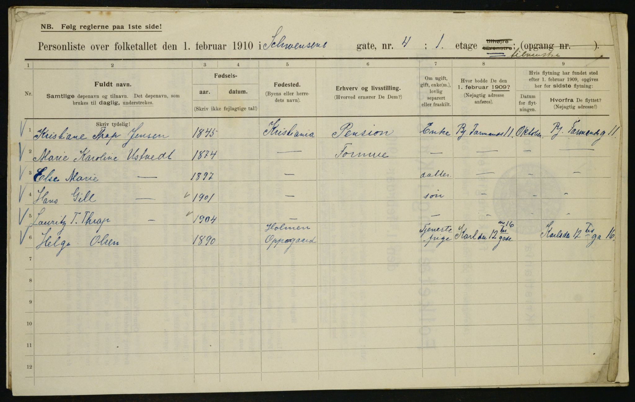 OBA, Kommunal folketelling 1.2.1910 for Kristiania, 1910, s. 88531