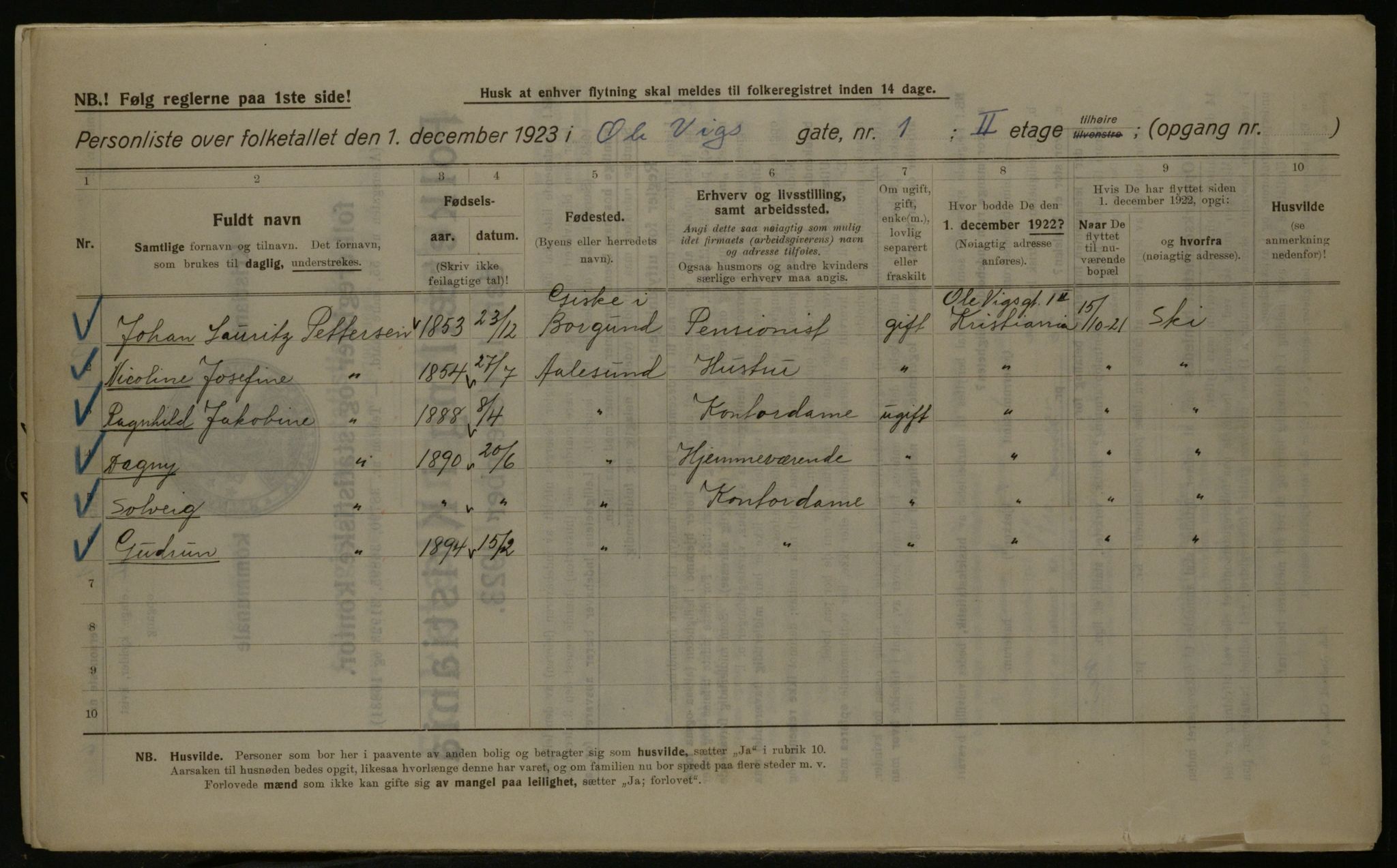 OBA, Kommunal folketelling 1.12.1923 for Kristiania, 1923, s. 82897