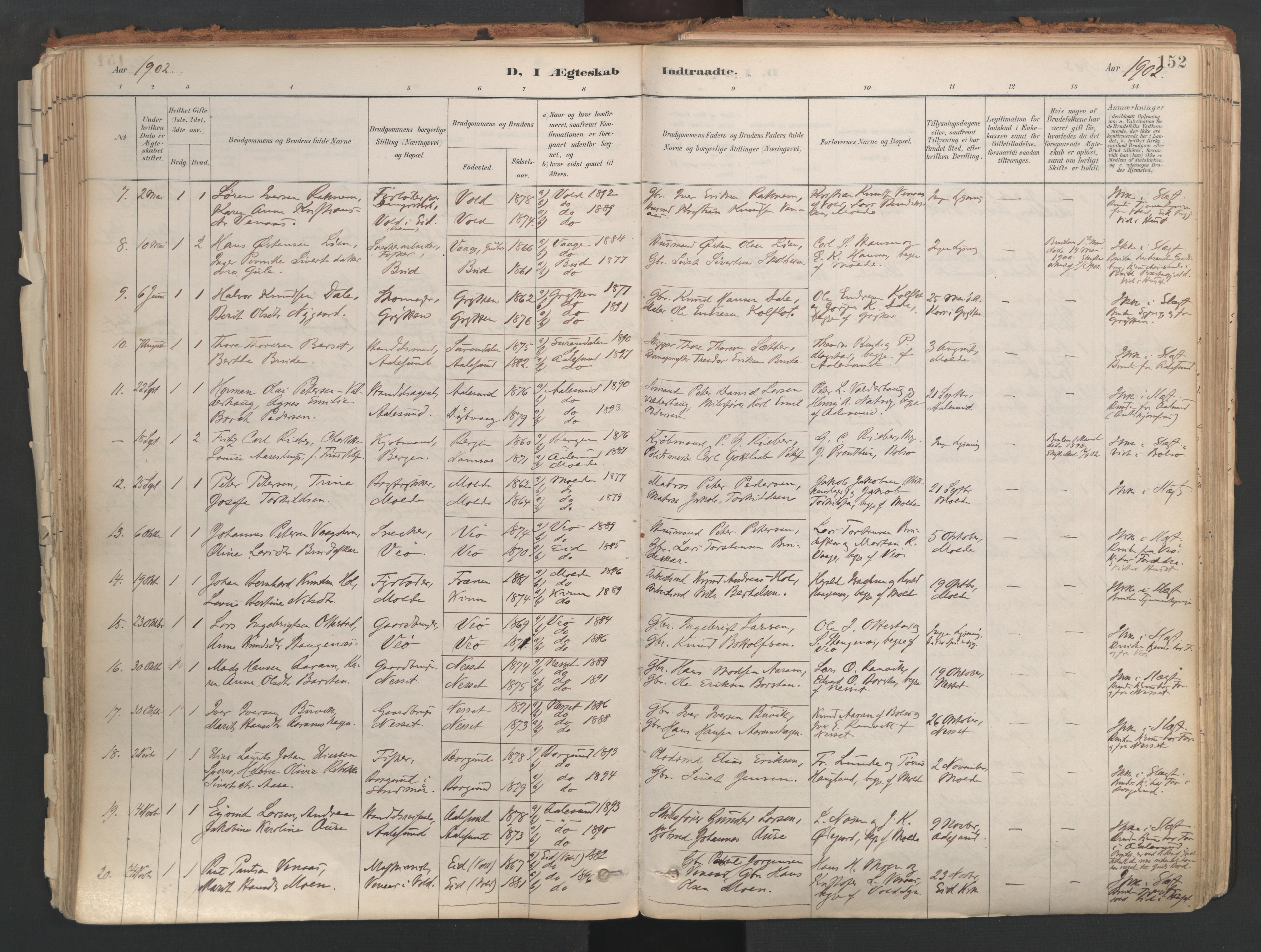 Ministerialprotokoller, klokkerbøker og fødselsregistre - Møre og Romsdal, AV/SAT-A-1454/558/L0692: Ministerialbok nr. 558A06, 1887-1971, s. 152