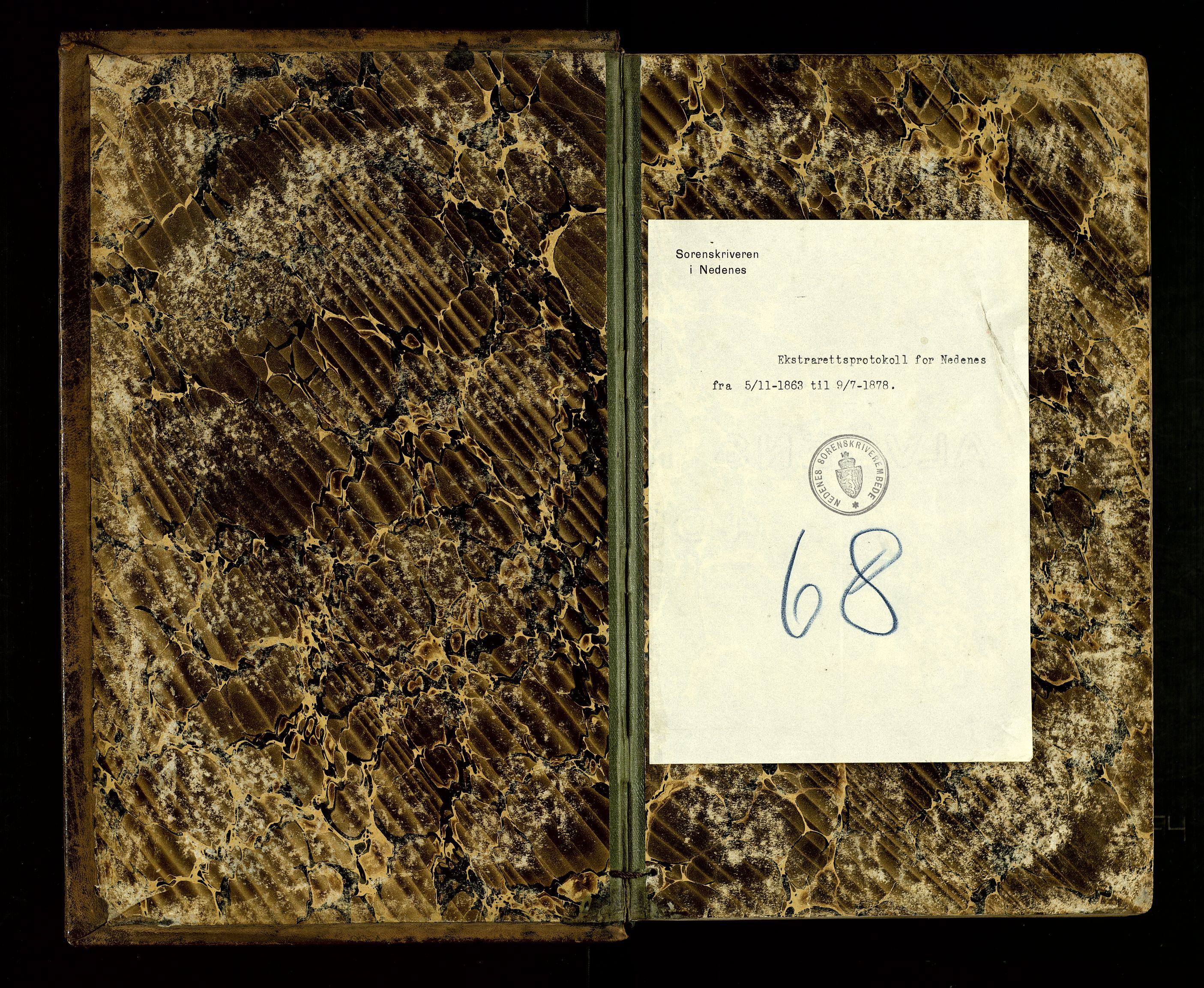 Nedenes sorenskriveri, SAK/1221-0006/F/Fb/L0002: Ekstrarettsprotokoll nr 2, 1863-1878