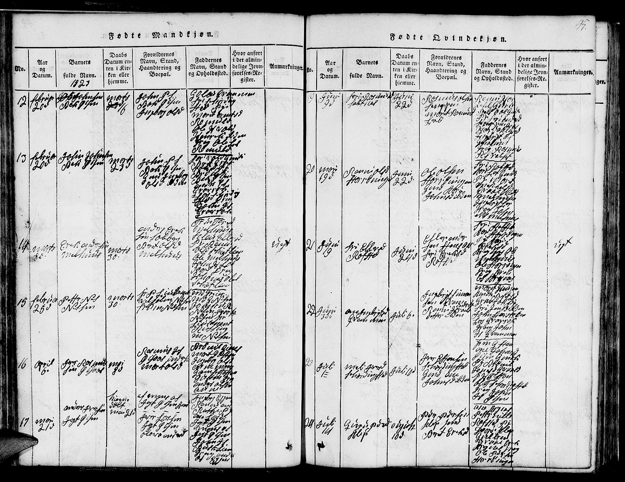 Ministerialprotokoller, klokkerbøker og fødselsregistre - Sør-Trøndelag, SAT/A-1456/691/L1092: Klokkerbok nr. 691C03, 1816-1852, s. 45