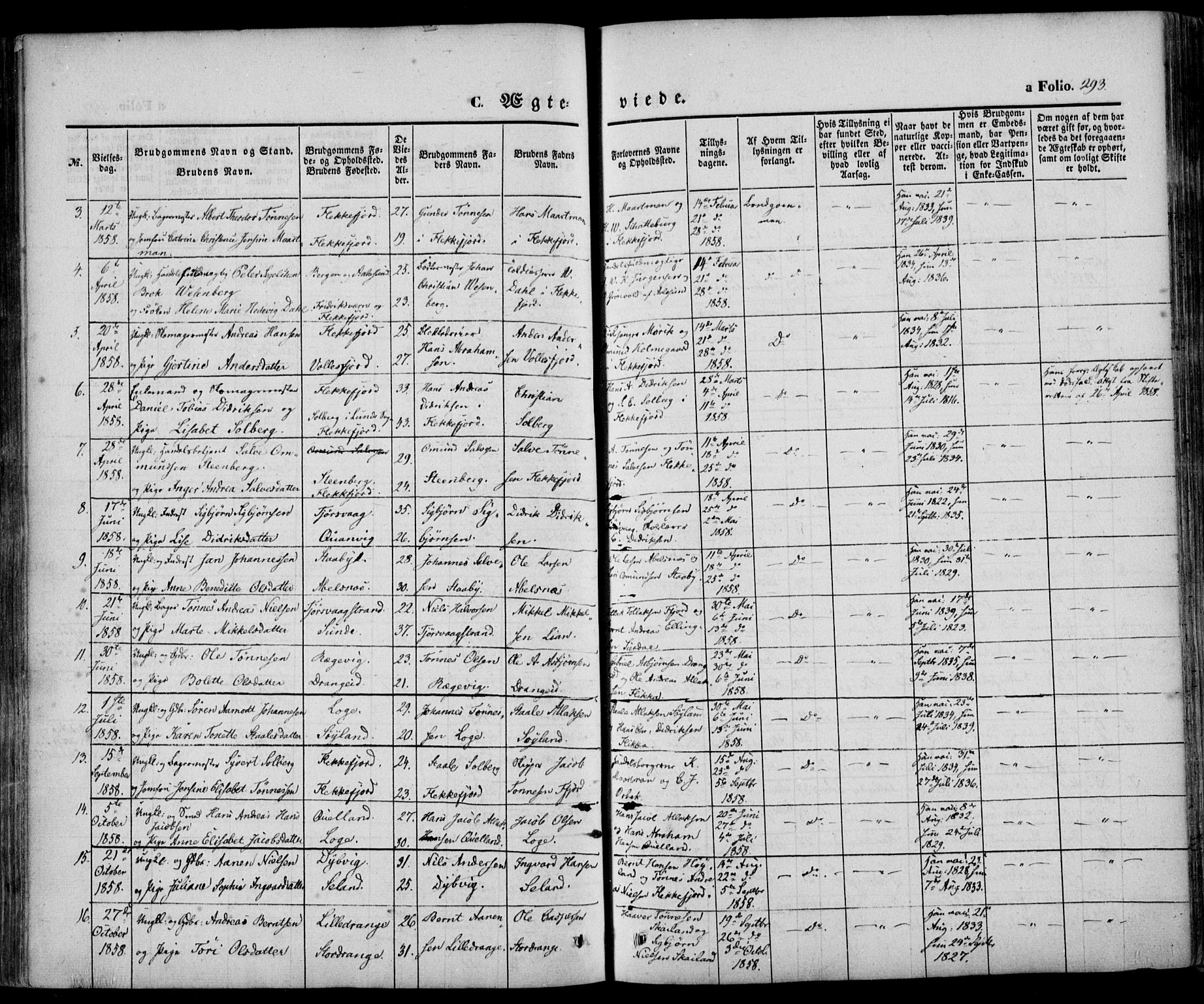 Flekkefjord sokneprestkontor, AV/SAK-1111-0012/F/Fa/Fac/L0005: Ministerialbok nr. A 5, 1849-1875, s. 293