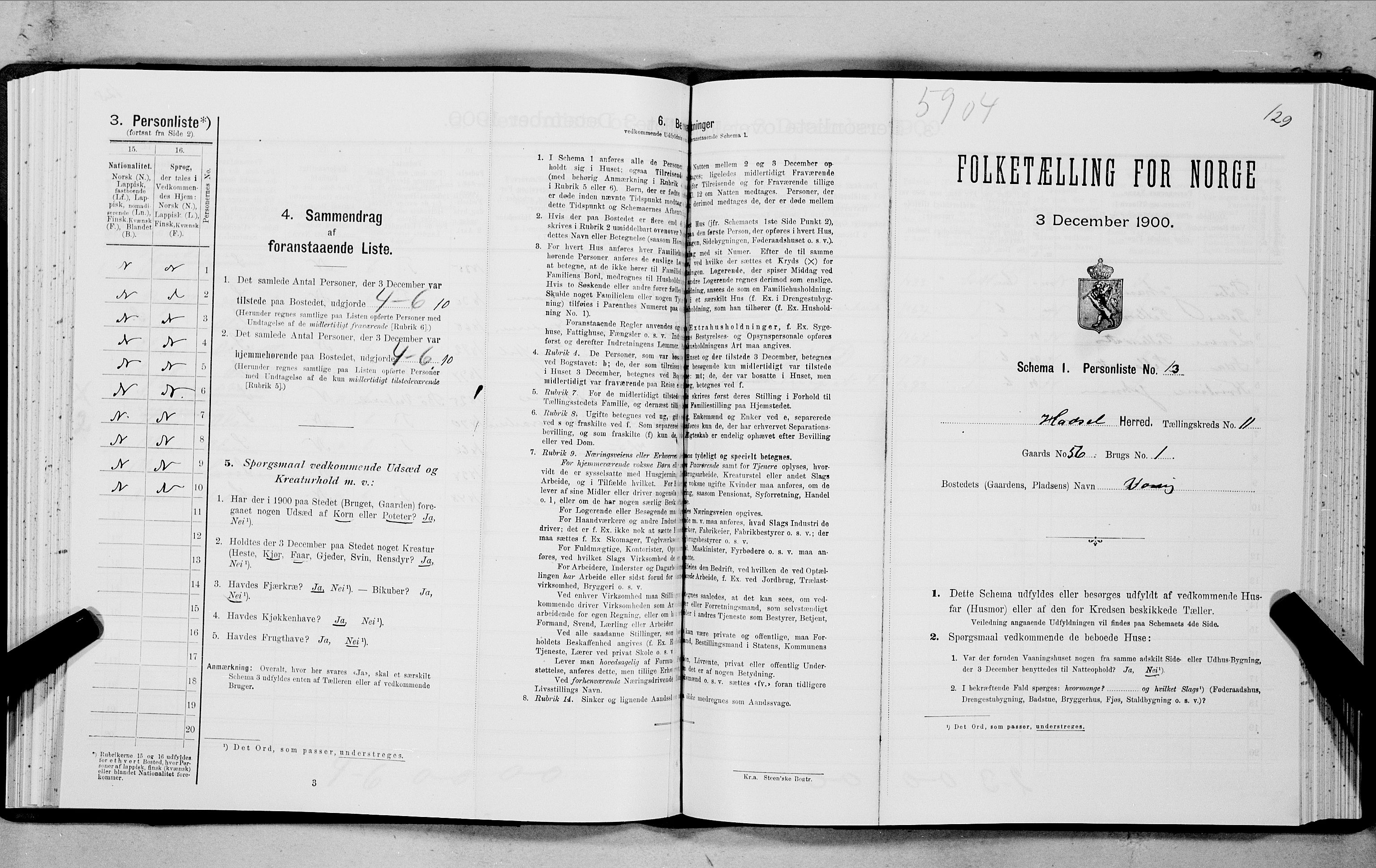 SAT, Folketelling 1900 for 1866 Hadsel herred, 1900, s. 939