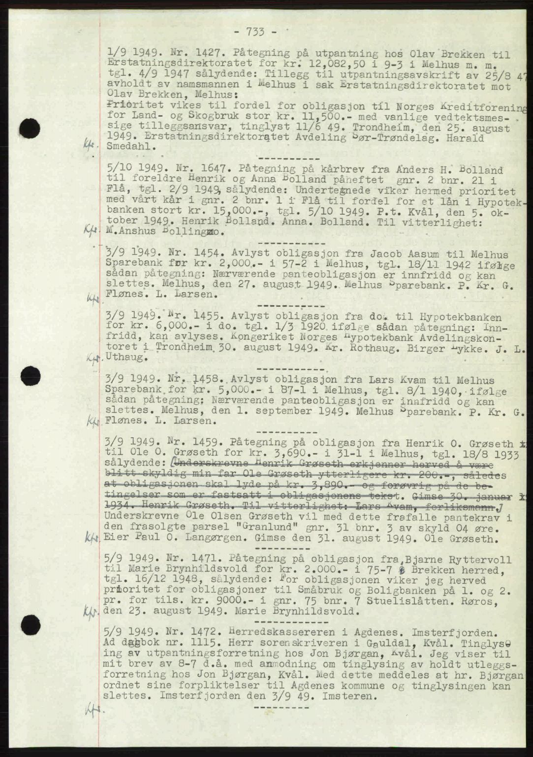 Gauldal sorenskriveri, SAT/A-0014/1/2/2C: Pantebok nr. A8, 1949-1949, Dagboknr: 1427/1949