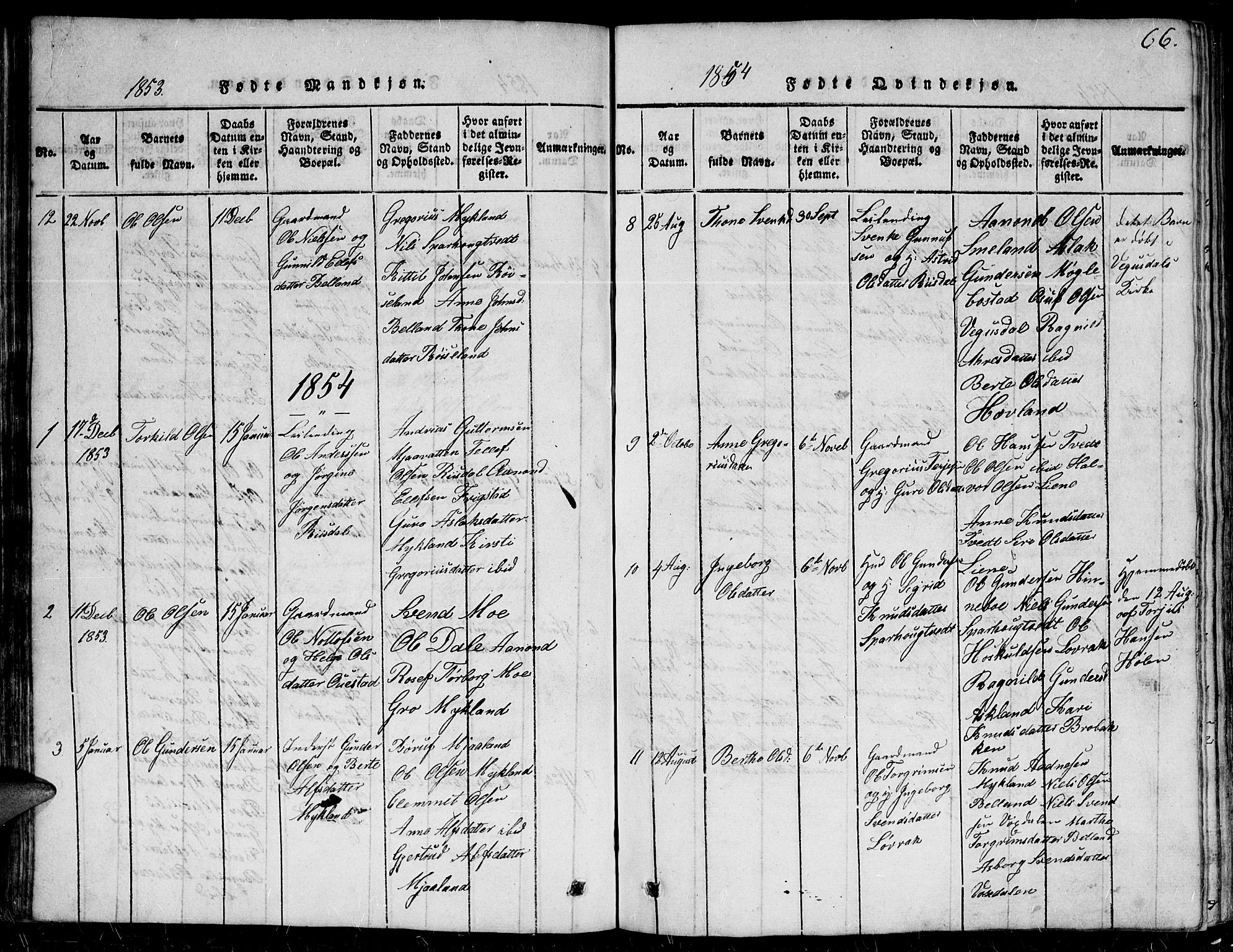Herefoss sokneprestkontor, AV/SAK-1111-0019/F/Fb/Fbc/L0001: Klokkerbok nr. B 1, 1816-1866, s. 66