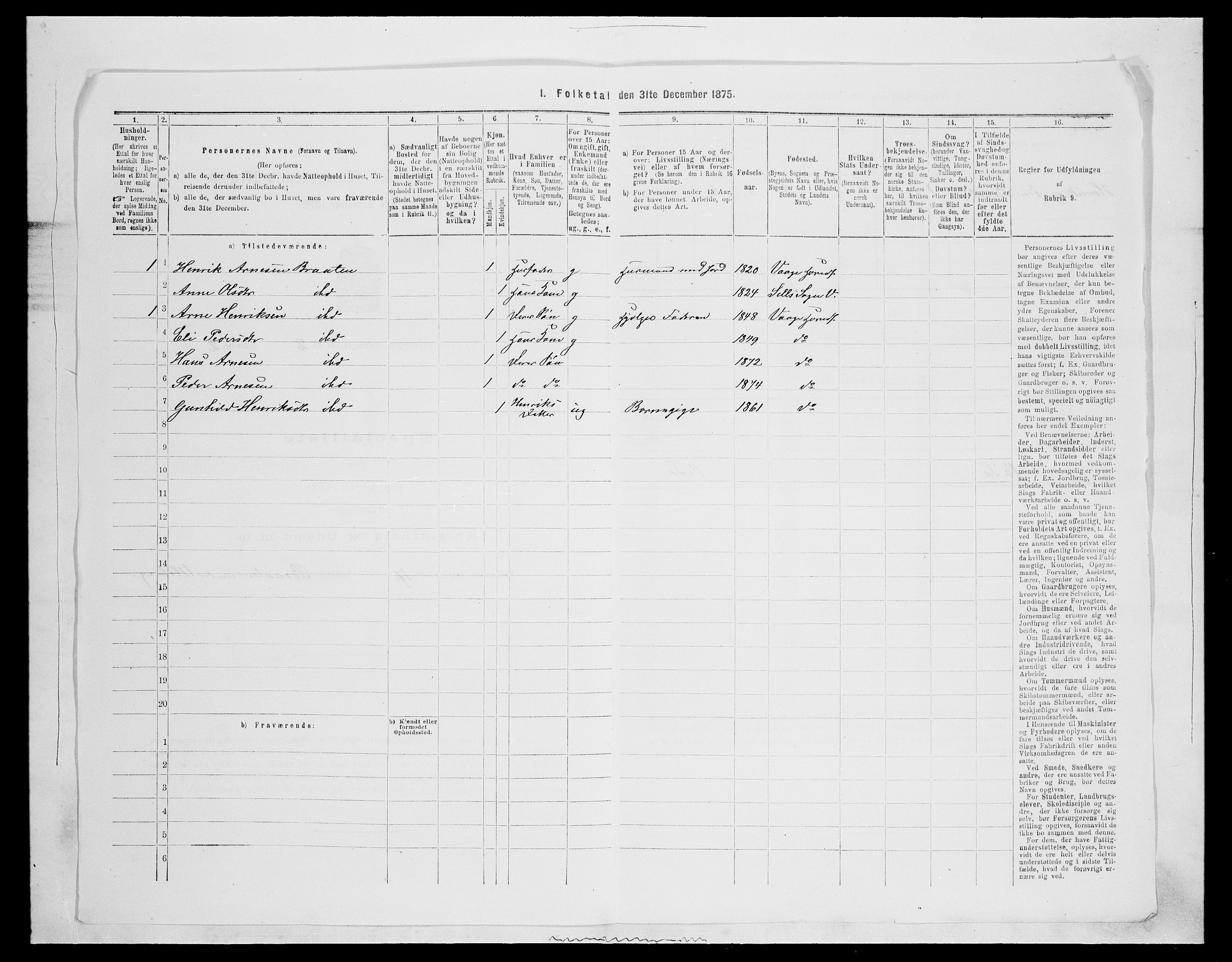 SAH, Folketelling 1875 for 0515P Vågå prestegjeld, 1875, s. 349