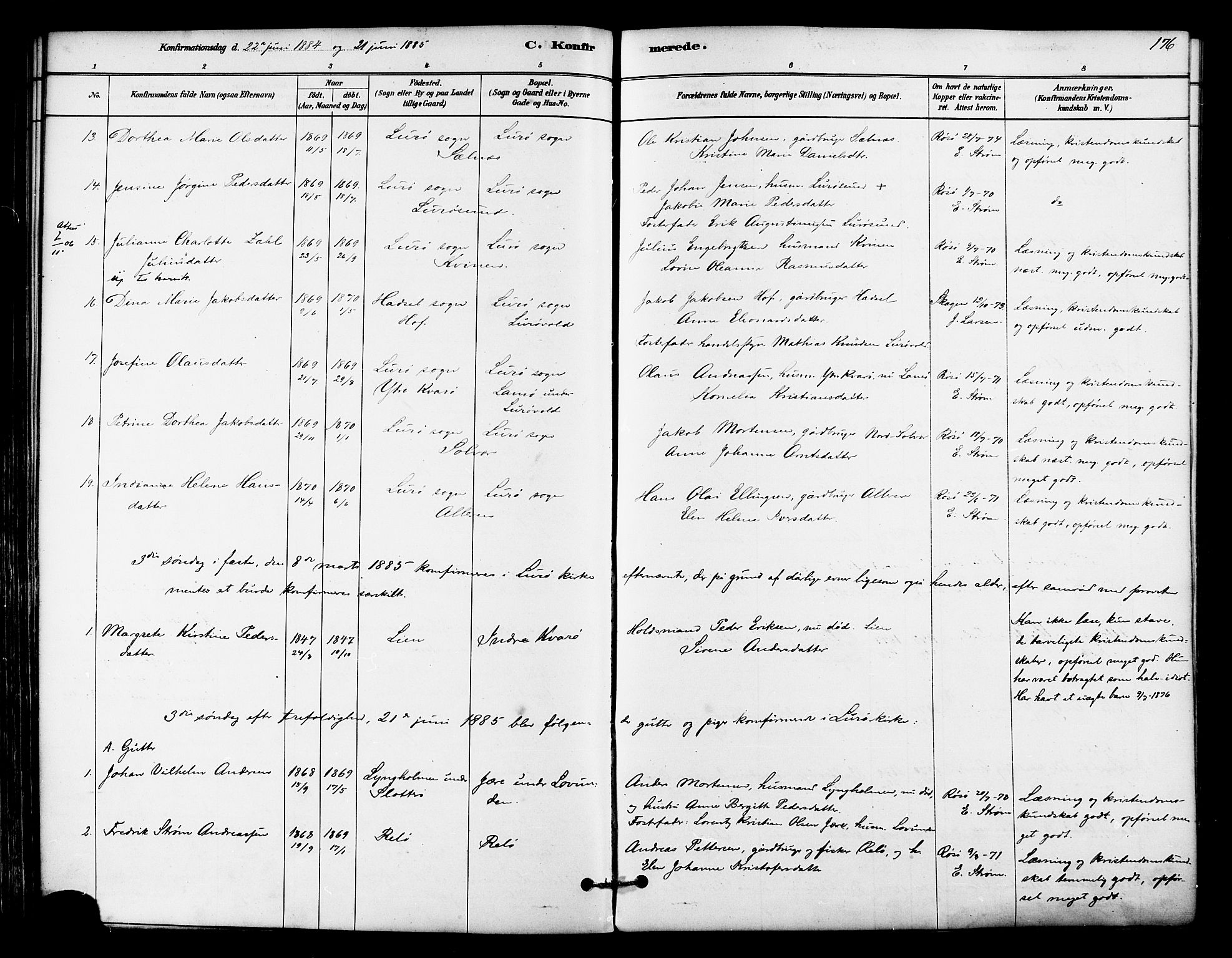 Ministerialprotokoller, klokkerbøker og fødselsregistre - Nordland, SAT/A-1459/839/L0568: Ministerialbok nr. 839A05, 1880-1902, s. 176