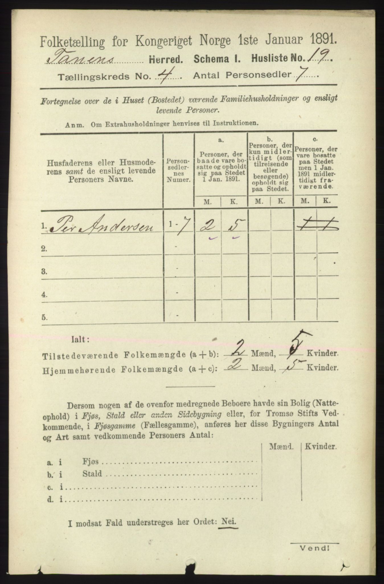 RA, Folketelling 1891 for 2025 Tana herred, 1891, s. 1734