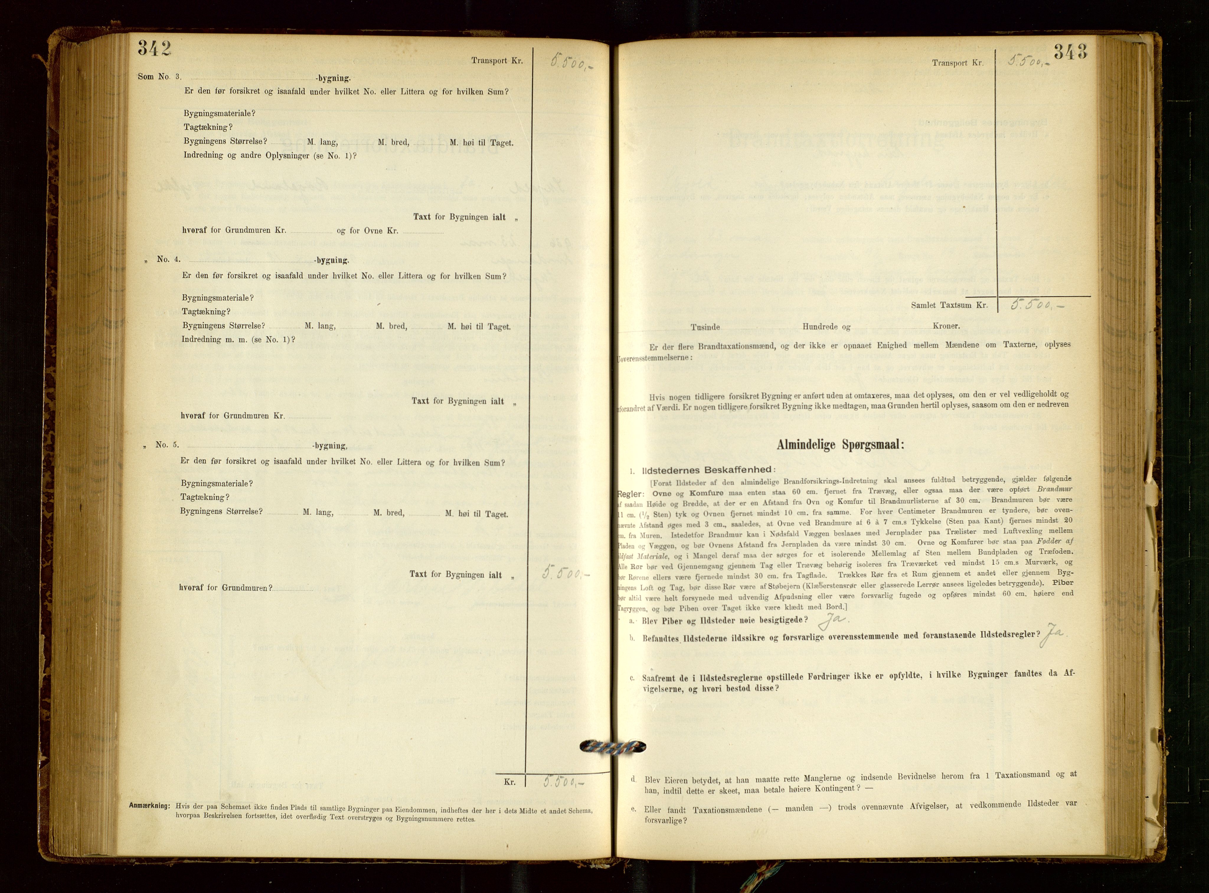 Skjold lensmannskontor, SAST/A-100182/Gob/L0001: "Brandtaxationsprotokol for Skjold Lensmandsdistrikt Ryfylke Fogderi", 1894-1939, s. 342-343