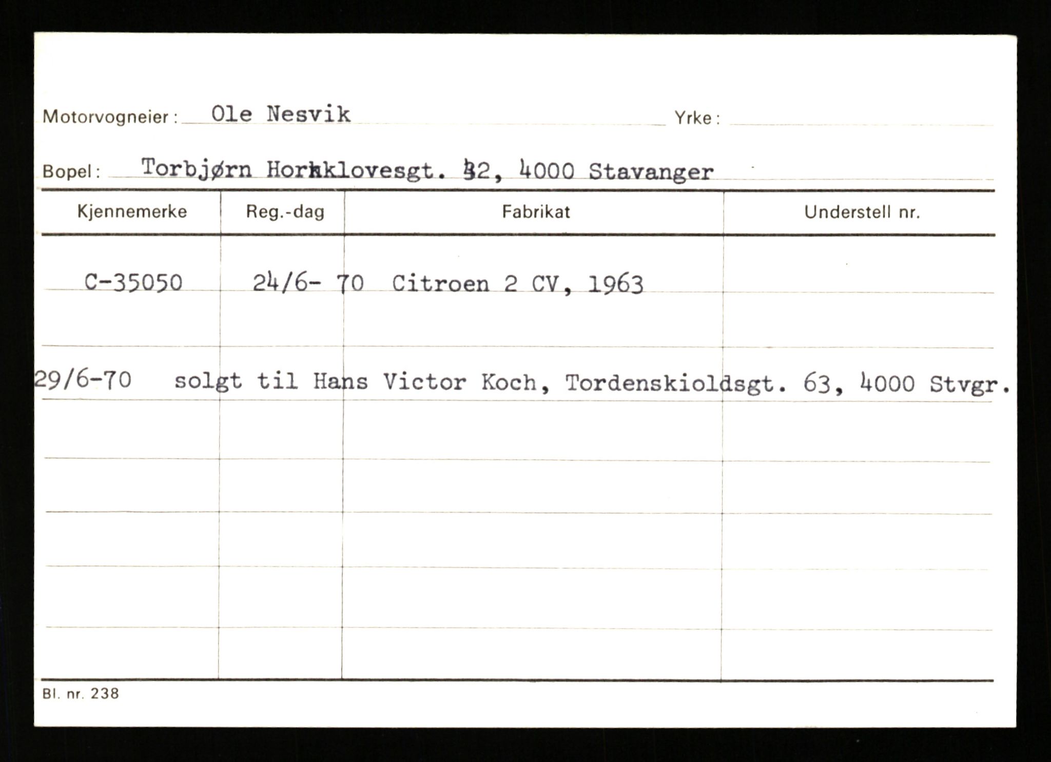 Stavanger trafikkstasjon, SAST/A-101942/0/G/L0006: Registreringsnummer: 34250 - 49007, 1930-1971, s. 237