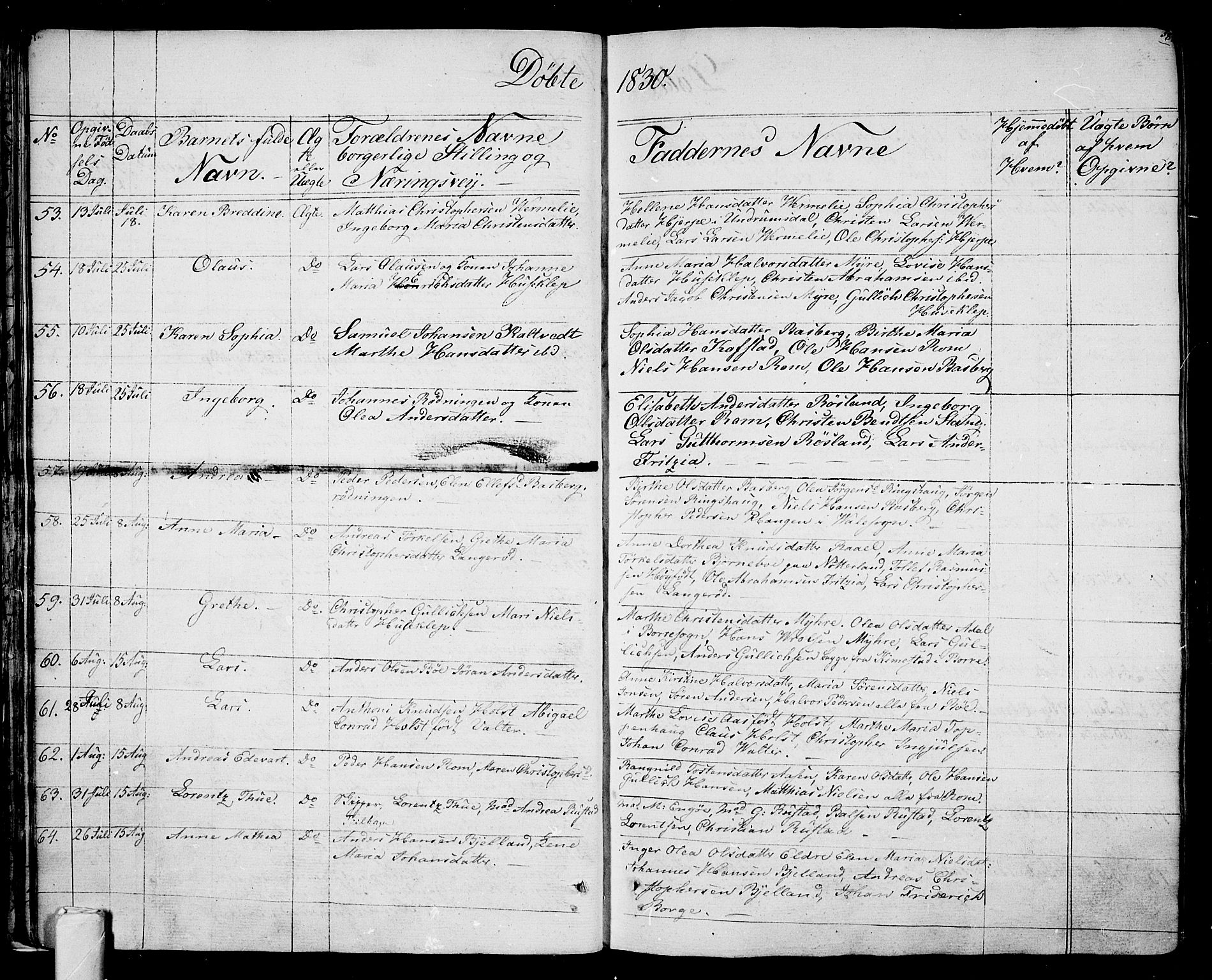 Sem kirkebøker, AV/SAKO-A-5/F/Fa/L0005: Ministerialbok nr. I 5, 1825-1842, s. 57-58