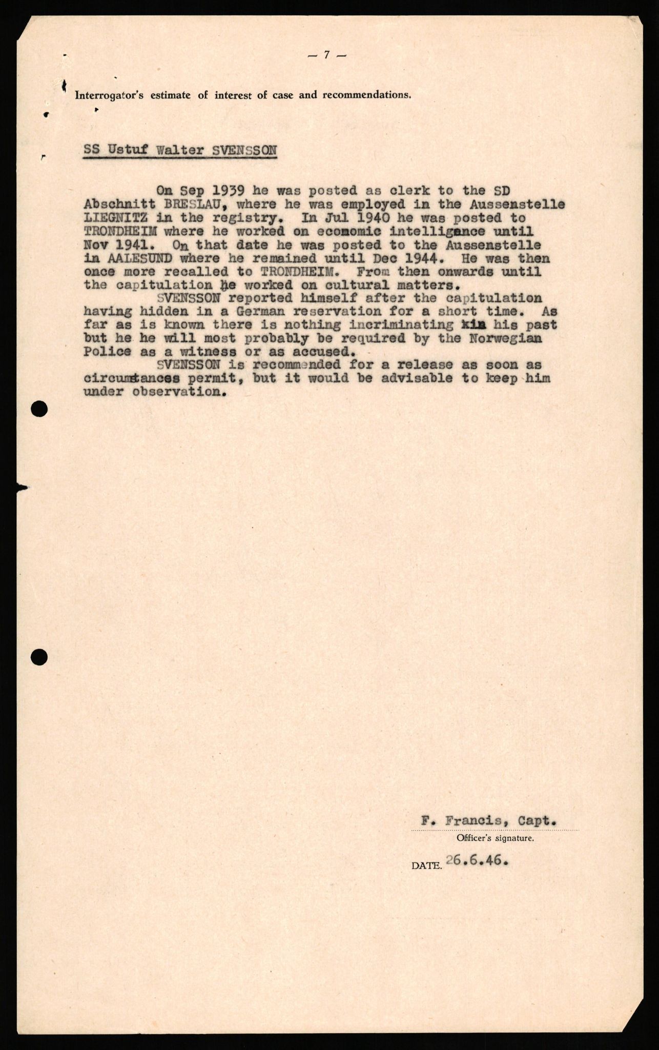 Forsvaret, Forsvarets overkommando II, AV/RA-RAFA-3915/D/Db/L0033: CI Questionaires. Tyske okkupasjonsstyrker i Norge. Tyskere., 1945-1946, s. 329