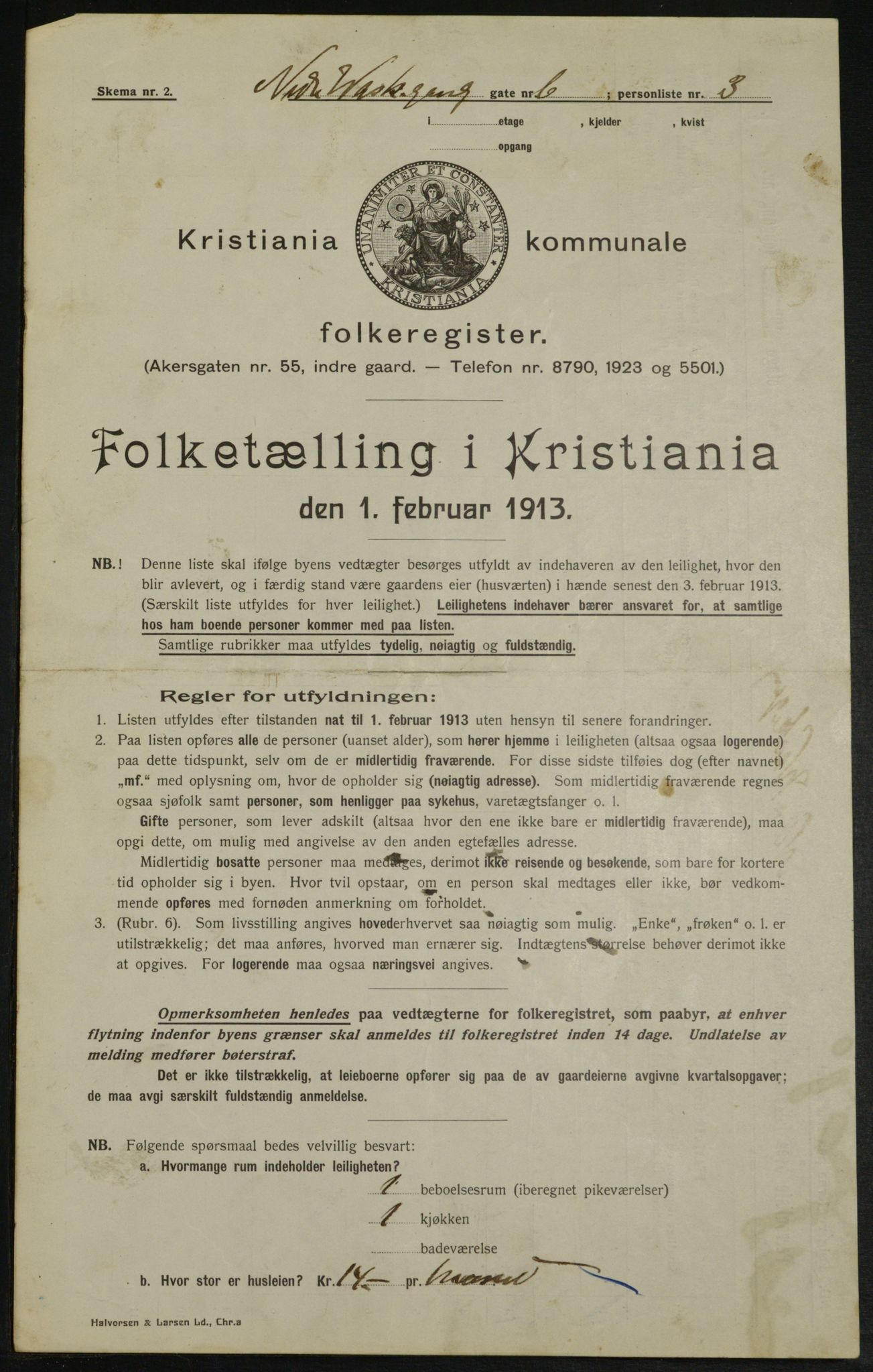 OBA, Kommunal folketelling 1.2.1913 for Kristiania, 1913, s. 69512