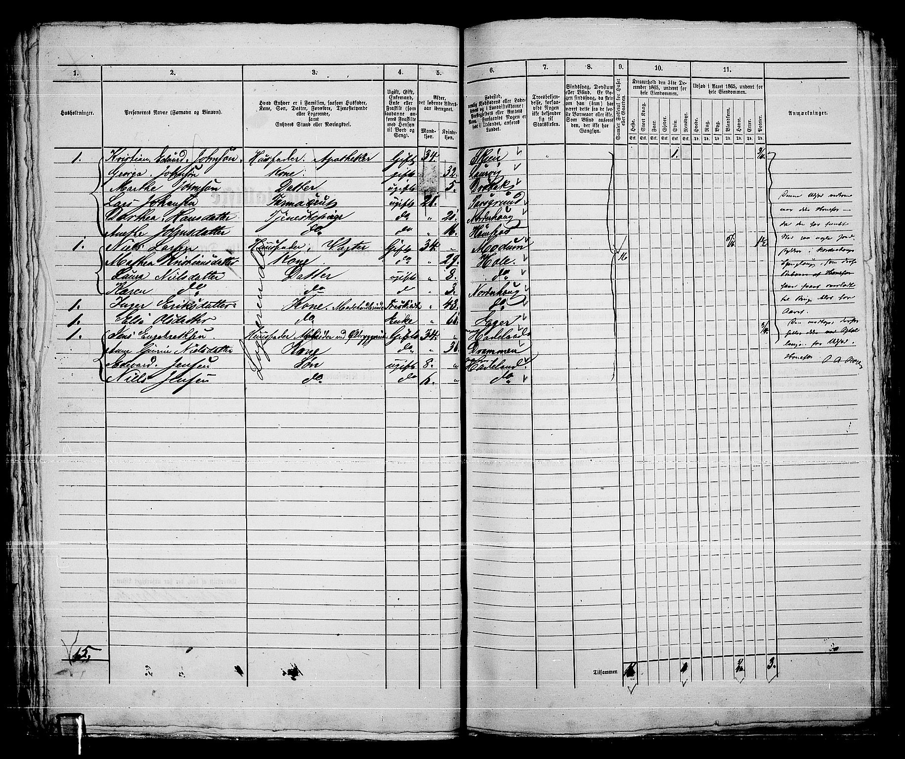 RA, Folketelling 1865 for 0601B Norderhov prestegjeld, Hønefoss kjøpstad, 1865, s. 75