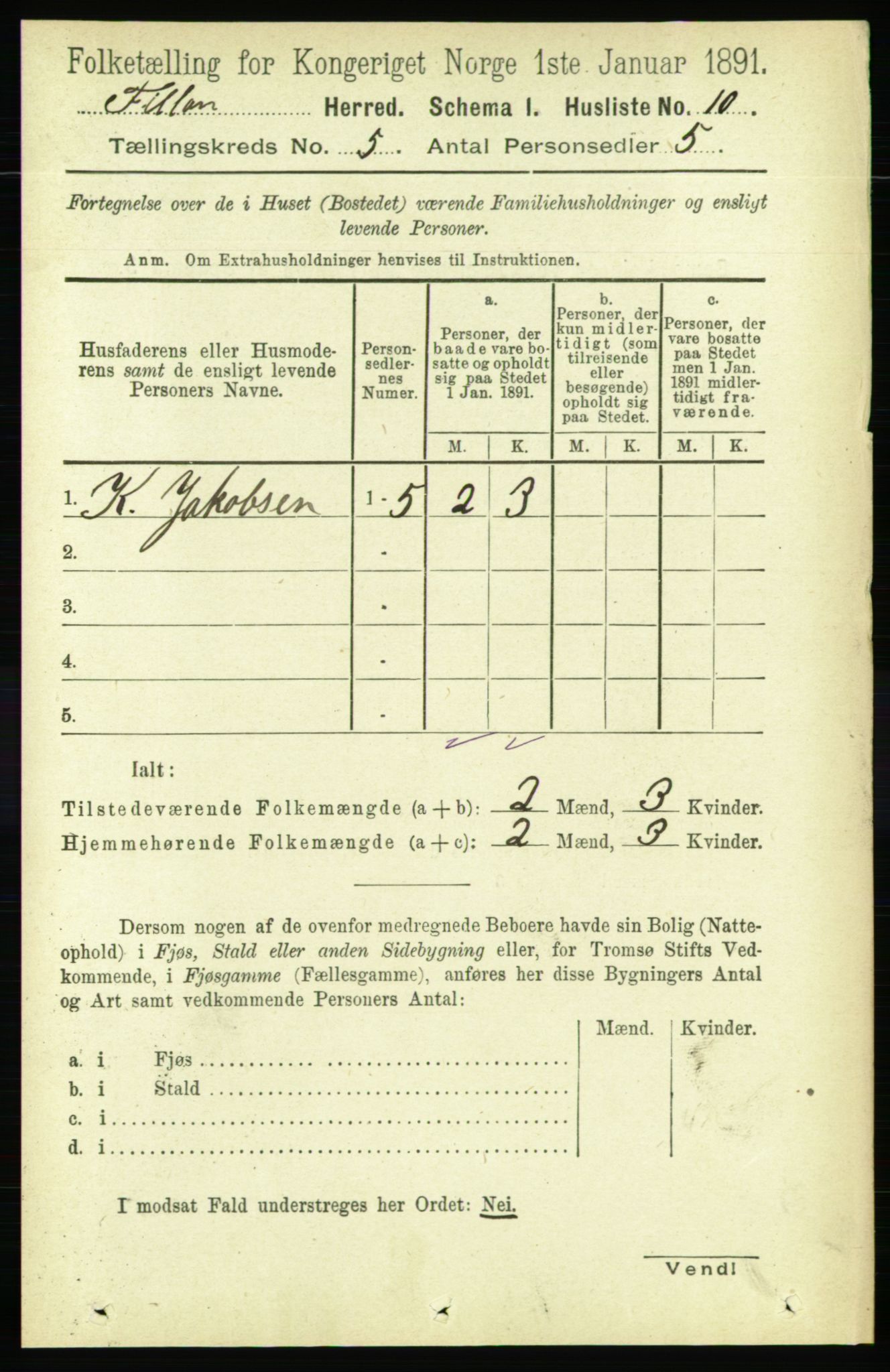 RA, Folketelling 1891 for 1616 Fillan herred, 1891, s. 965