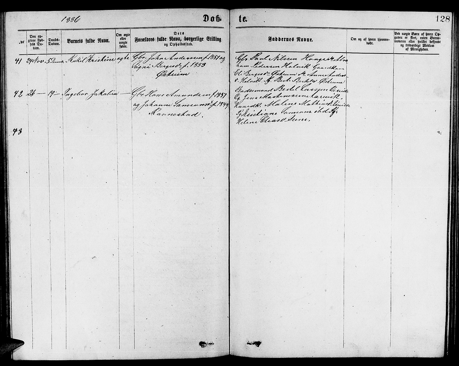 Gloppen sokneprestembete, AV/SAB-A-80101/H/Hab/Habb/L0001: Klokkerbok nr. B 1, 1872-1888, s. 128
