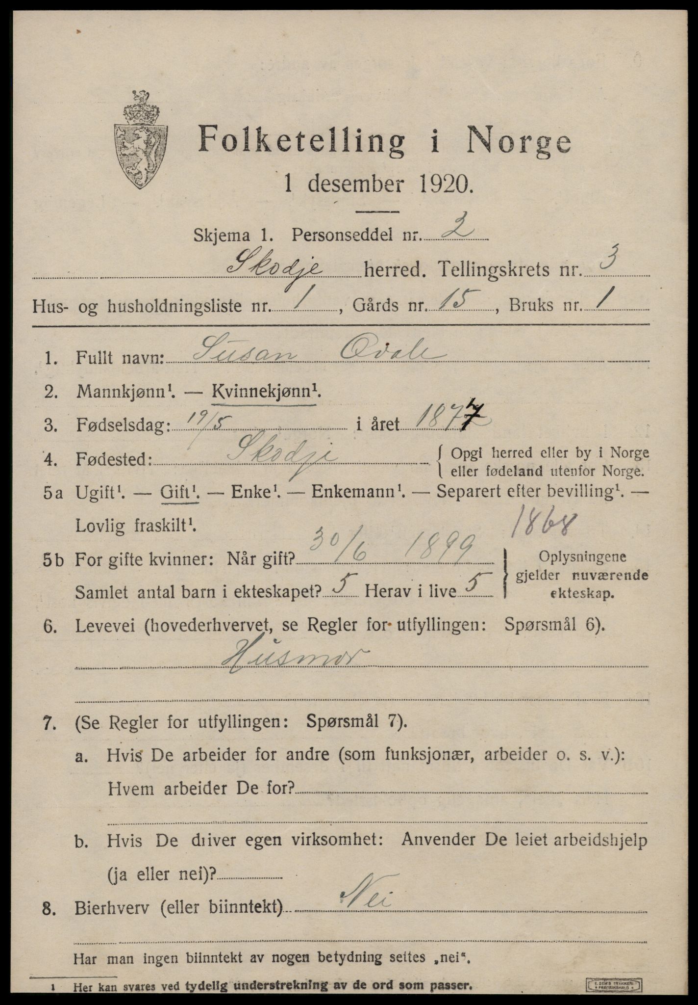 SAT, Folketelling 1920 for 1529 Skodje herred, 1920, s. 1411