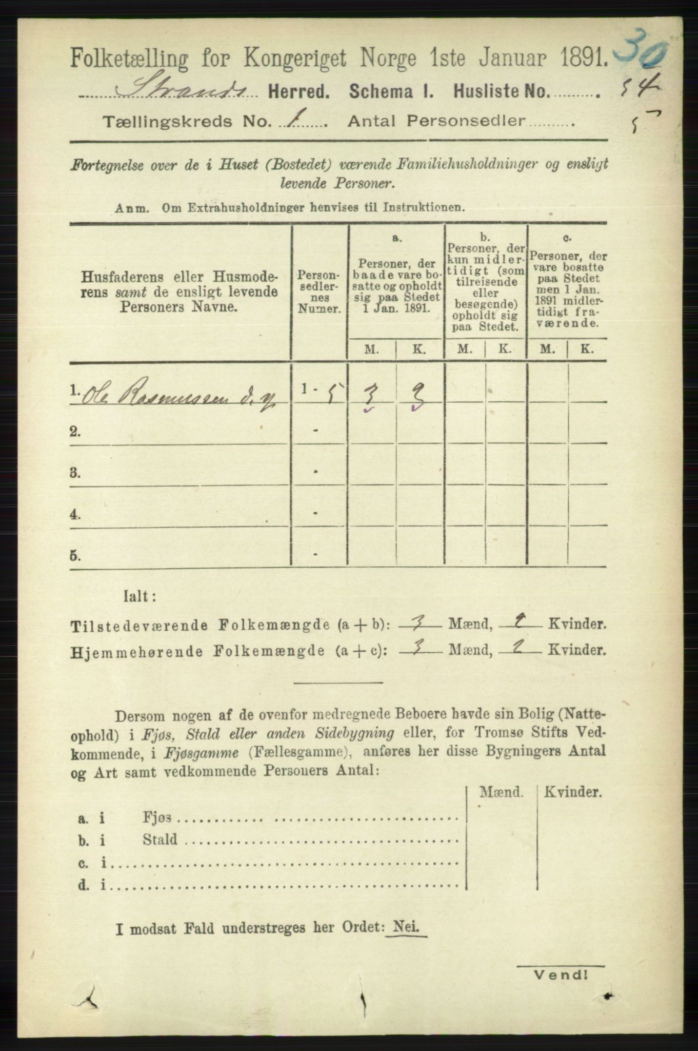 RA, Folketelling 1891 for 1130 Strand herred, 1891, s. 77