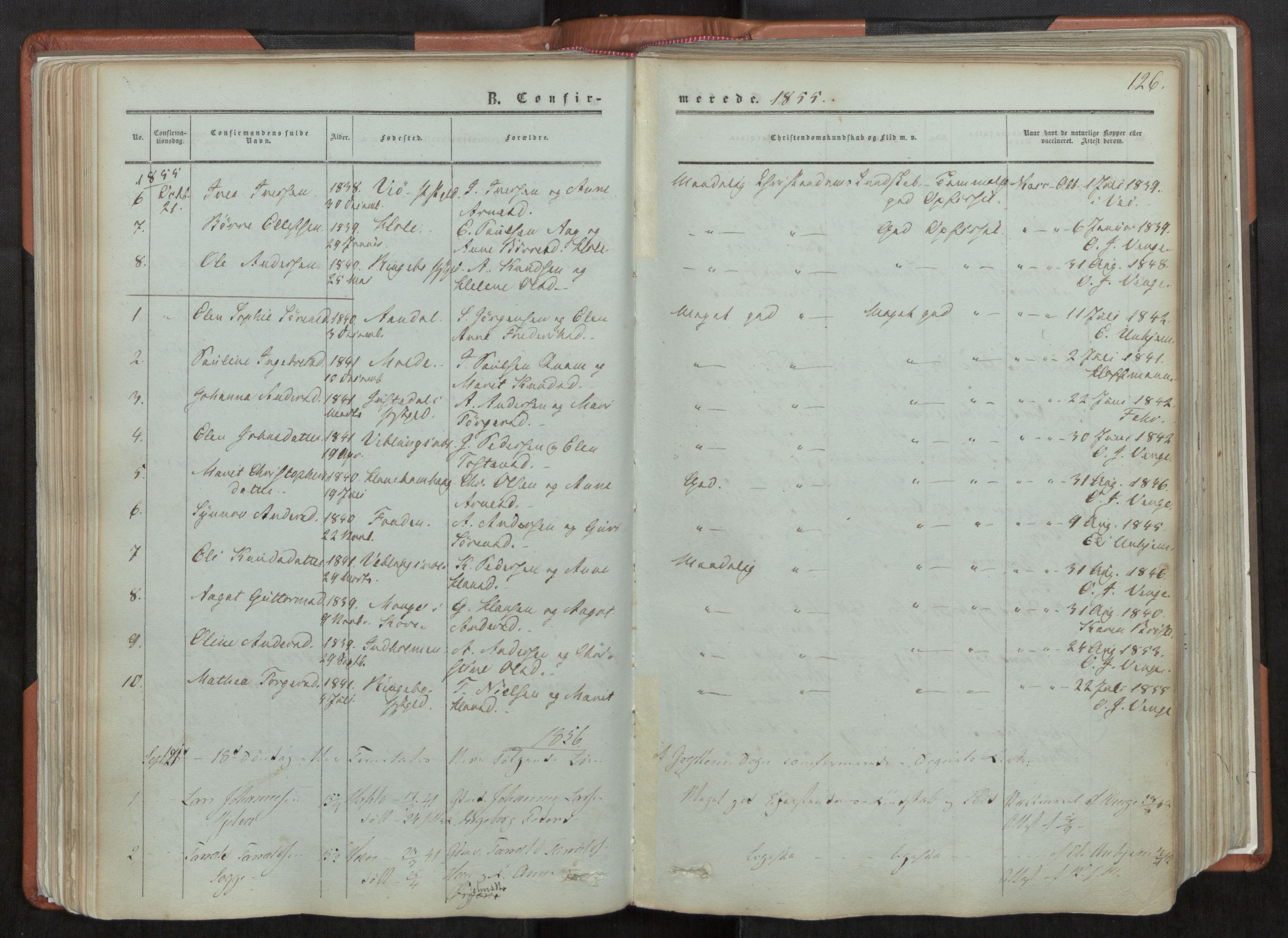 Ministerialprotokoller, klokkerbøker og fødselsregistre - Møre og Romsdal, AV/SAT-A-1454/544/L0572: Ministerialbok nr. 544A05, 1854-1886, s. 126