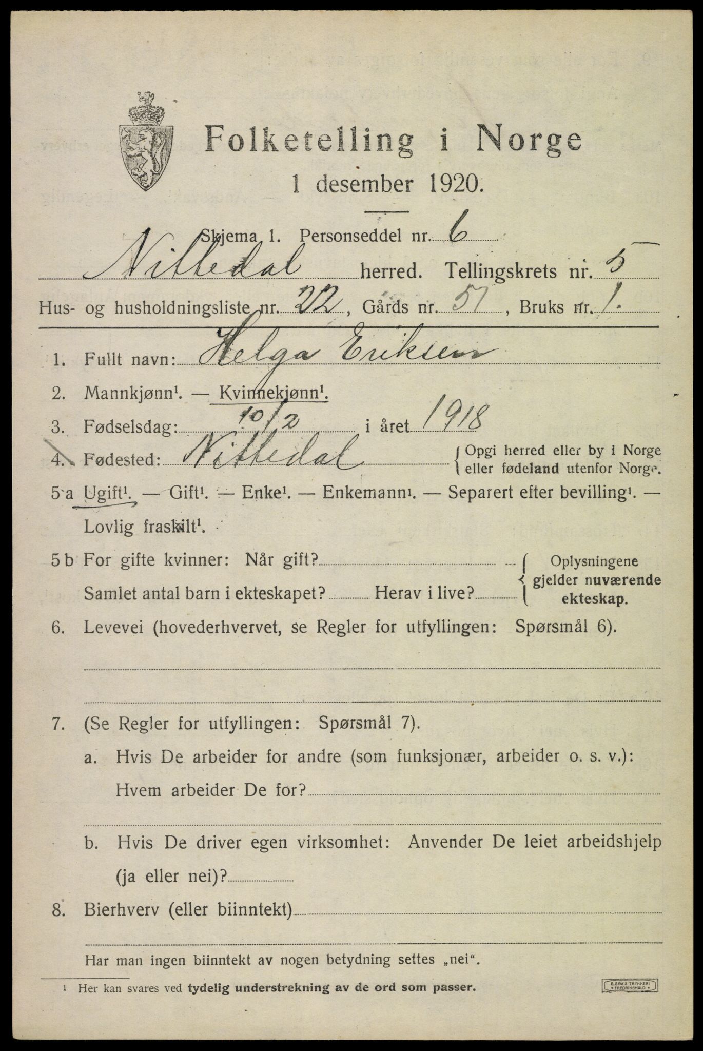 SAO, Folketelling 1920 for 0233 Nittedal herred, 1920, s. 6726