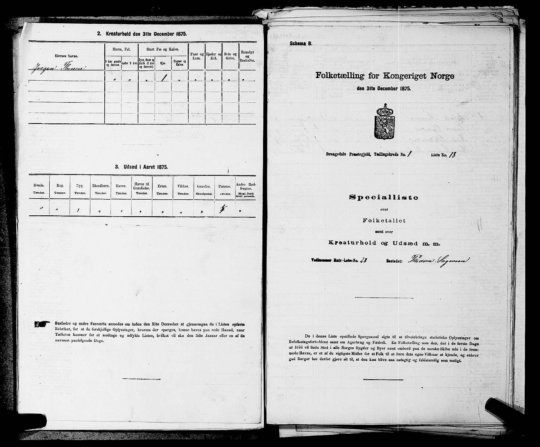 SAKO, Folketelling 1875 for 0817P Drangedal prestegjeld, 1875, s. 87