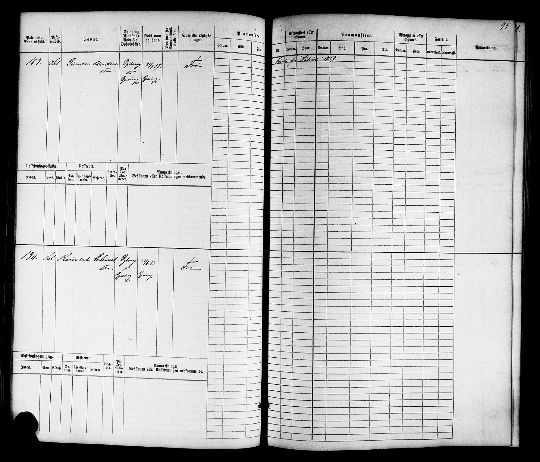 Tvedestrand mønstringskrets, AV/SAK-2031-0011/F/Fb/L0015: Hovedrulle nr 1-766, U-31, 1869-1900, s. 99