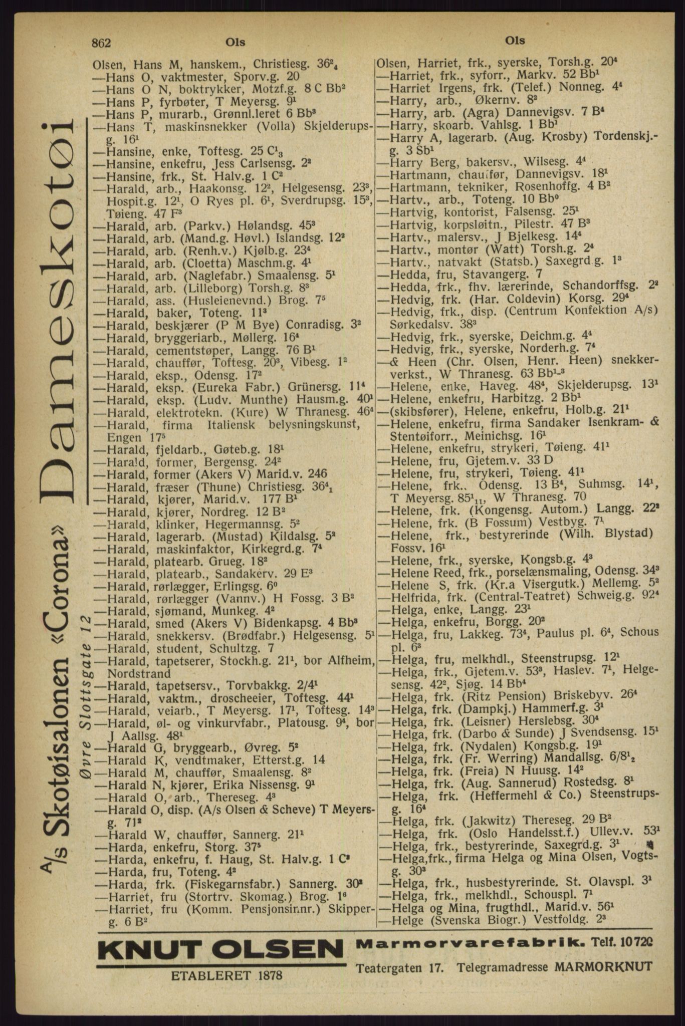 Kristiania/Oslo adressebok, PUBL/-, 1927, s. 862