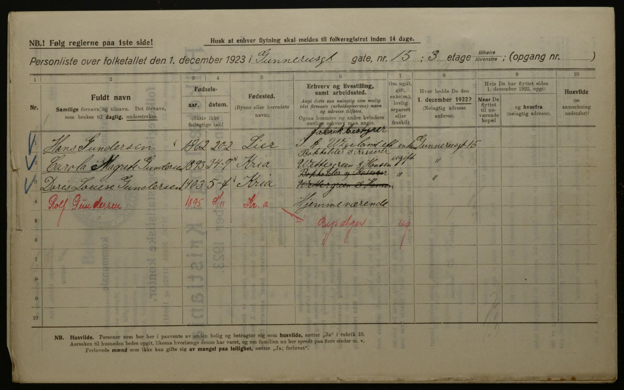 OBA, Kommunal folketelling 1.12.1923 for Kristiania, 1923, s. 6187