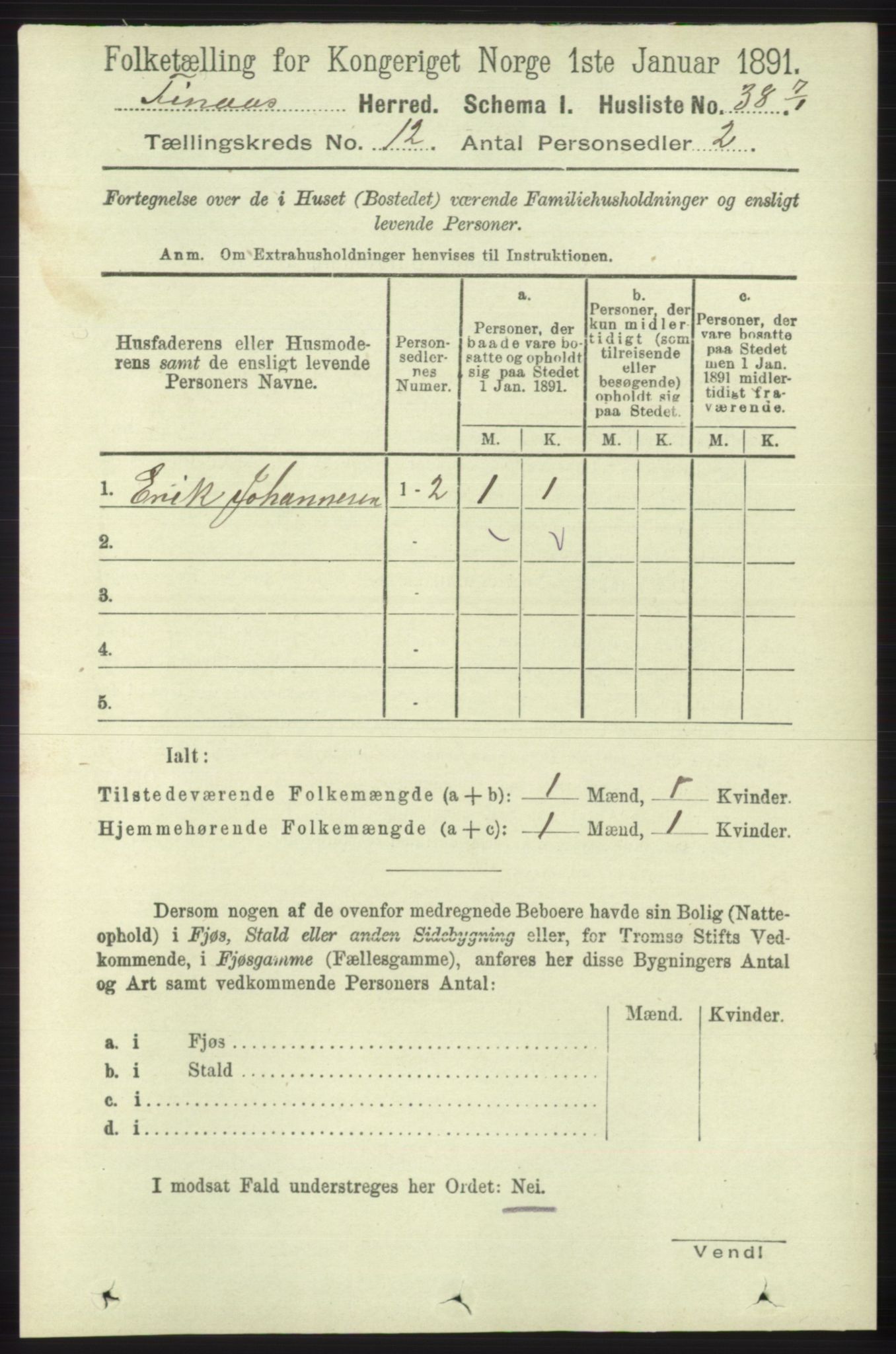 RA, Folketelling 1891 for 1218 Finnås herred, 1891, s. 5281