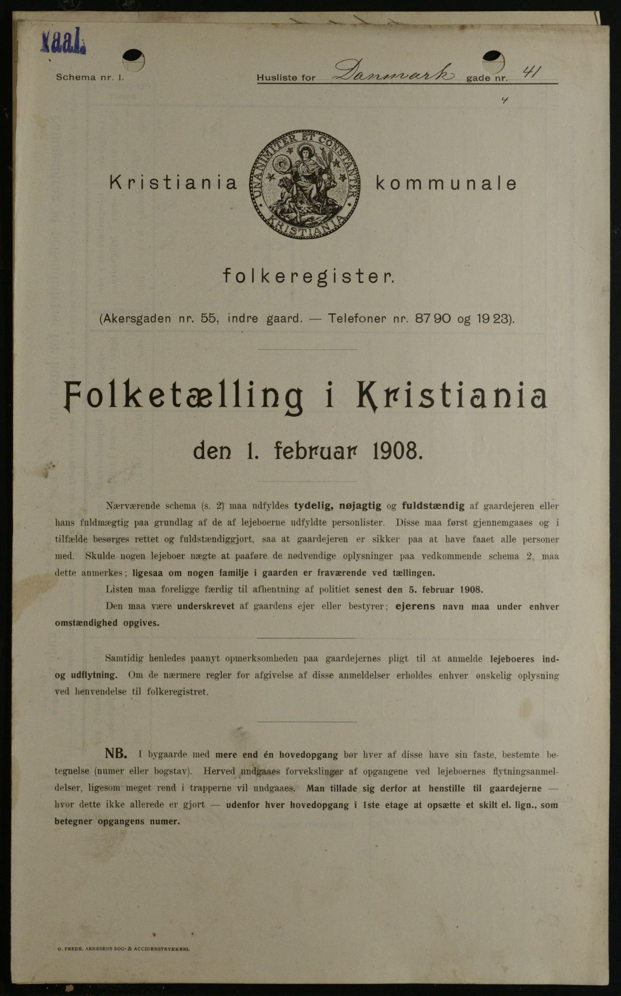 OBA, Kommunal folketelling 1.2.1908 for Kristiania kjøpstad, 1908, s. 13975