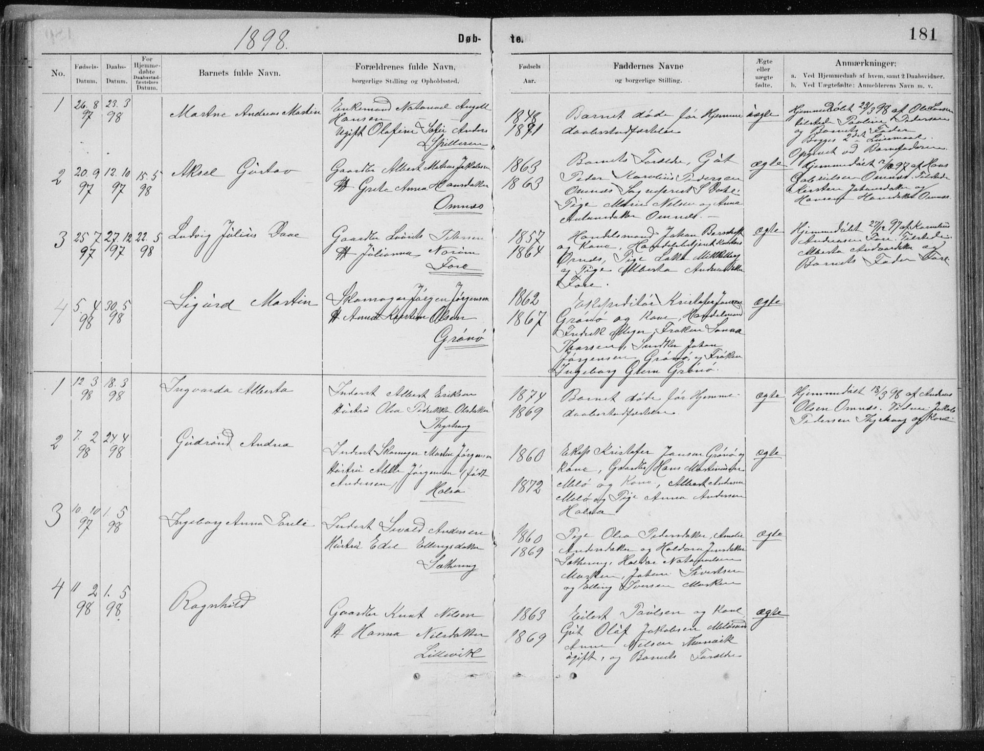 Ministerialprotokoller, klokkerbøker og fødselsregistre - Nordland, AV/SAT-A-1459/843/L0636: Klokkerbok nr. 843C05, 1884-1909, s. 181