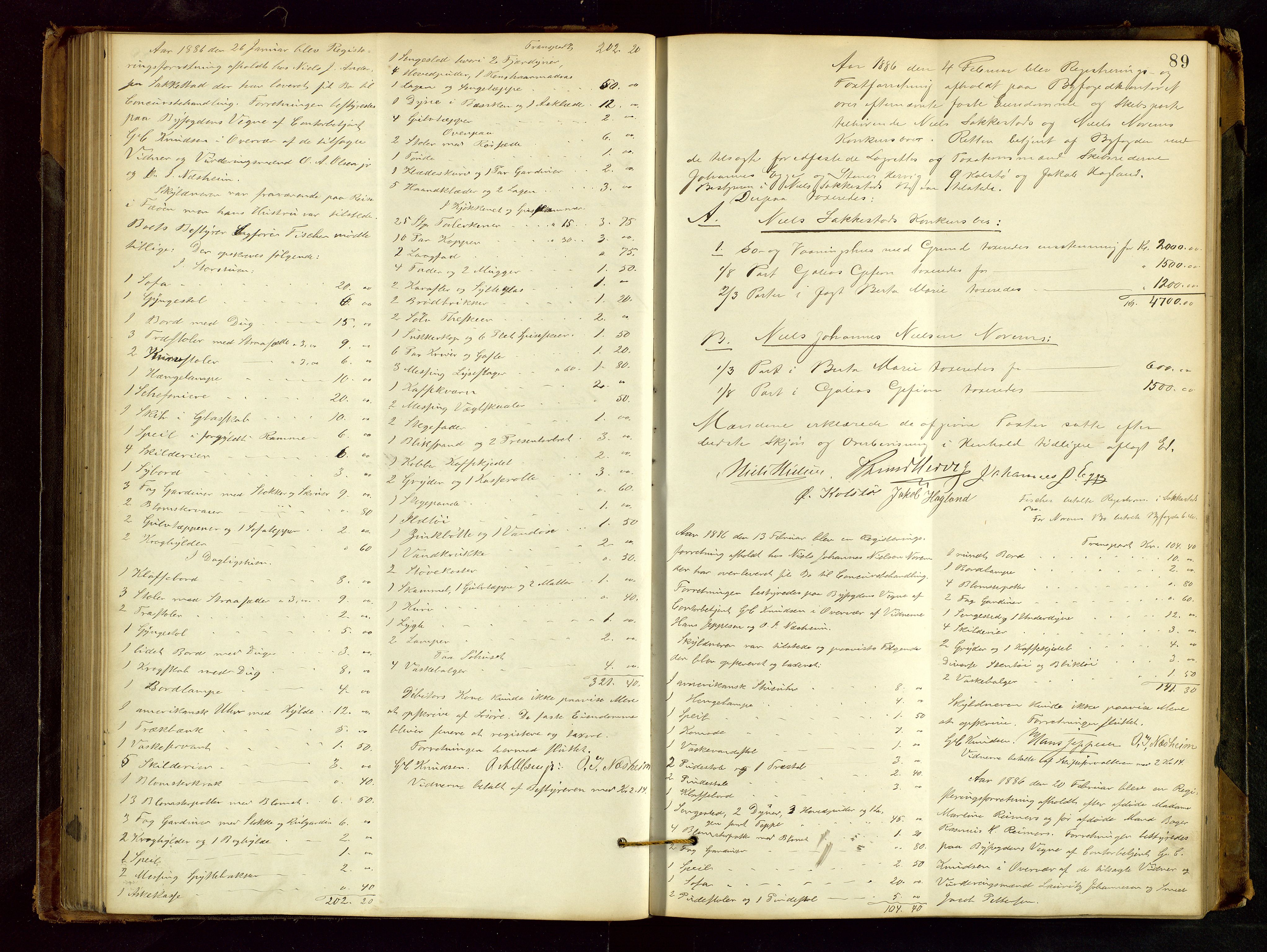 Haugesund tingrett, AV/SAST-A-101415/01/IV/IVB/L0002: Skifteregistreringsprotokoll, med register, 1879-1898, s. 88b-89a