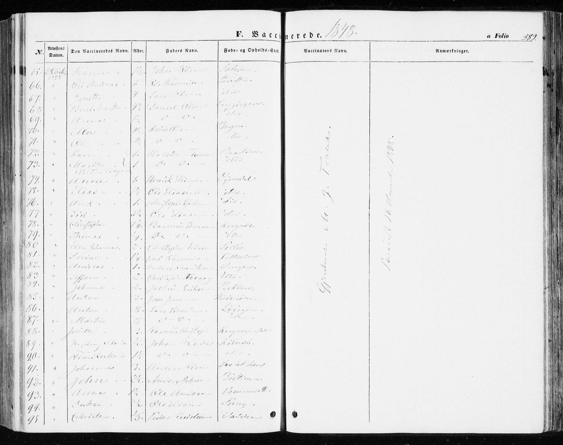 Ministerialprotokoller, klokkerbøker og fødselsregistre - Sør-Trøndelag, AV/SAT-A-1456/646/L0611: Ministerialbok nr. 646A09, 1848-1857, s. 389