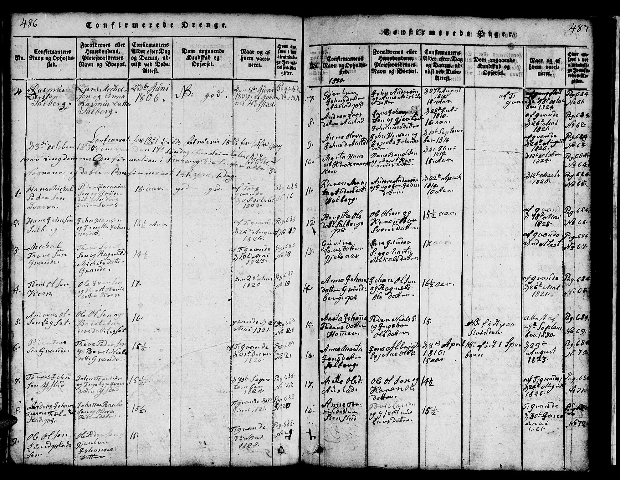 Ministerialprotokoller, klokkerbøker og fødselsregistre - Nord-Trøndelag, AV/SAT-A-1458/731/L0310: Klokkerbok nr. 731C01, 1816-1874, s. 486-487