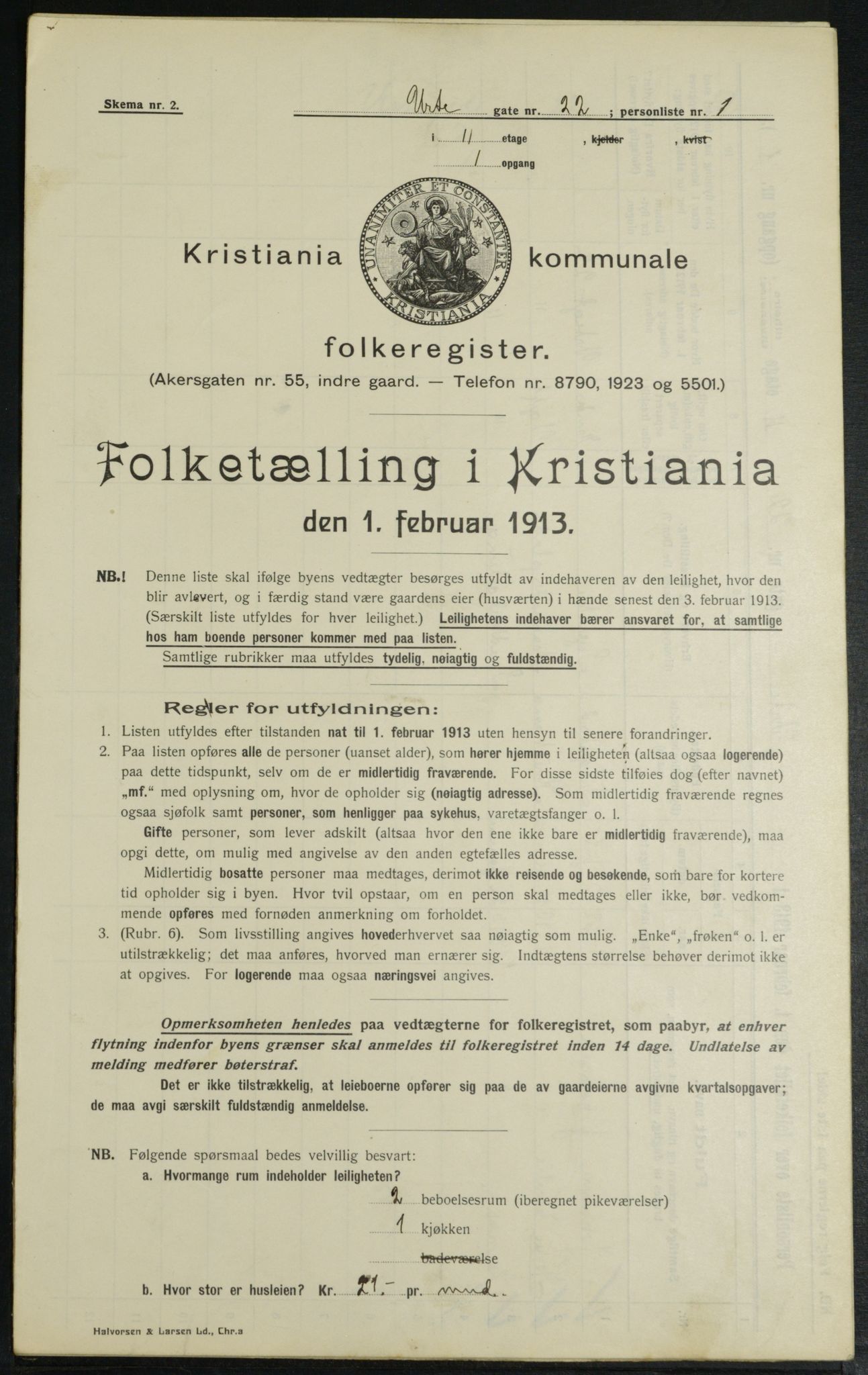 OBA, Kommunal folketelling 1.2.1913 for Kristiania, 1913, s. 120849