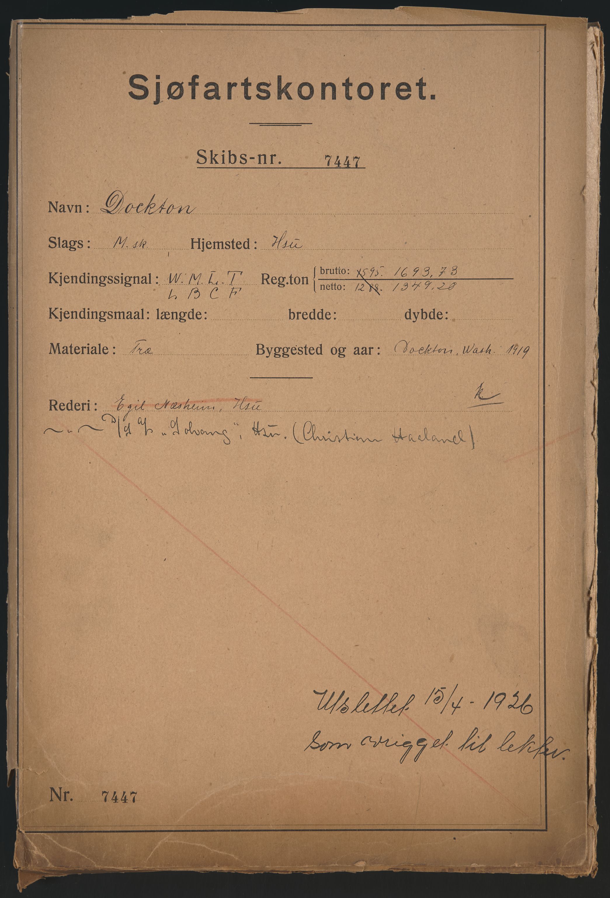 Sjøfartsdirektoratet med forløpere, skipsmapper slettede skip, RA/S-4998/F/Fa/L0244: --, 1877-1935, s. 213