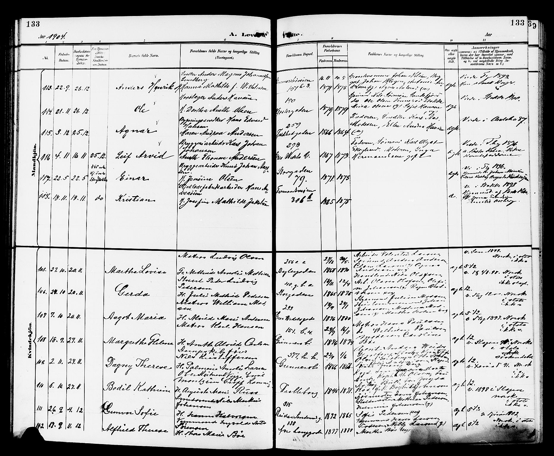 Tønsberg kirkebøker, AV/SAKO-A-330/G/Ga/L0007: Klokkerbok nr. 7, 1896-1904, s. 133