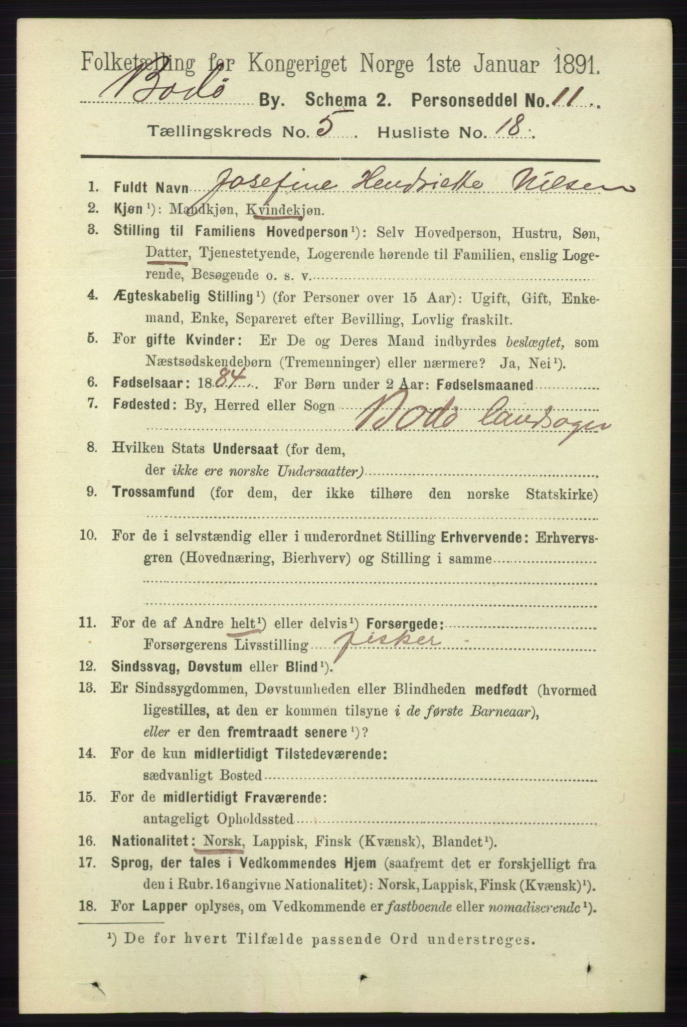 RA, Folketelling 1891 for 1804 Bodø kjøpstad, 1891, s. 4177