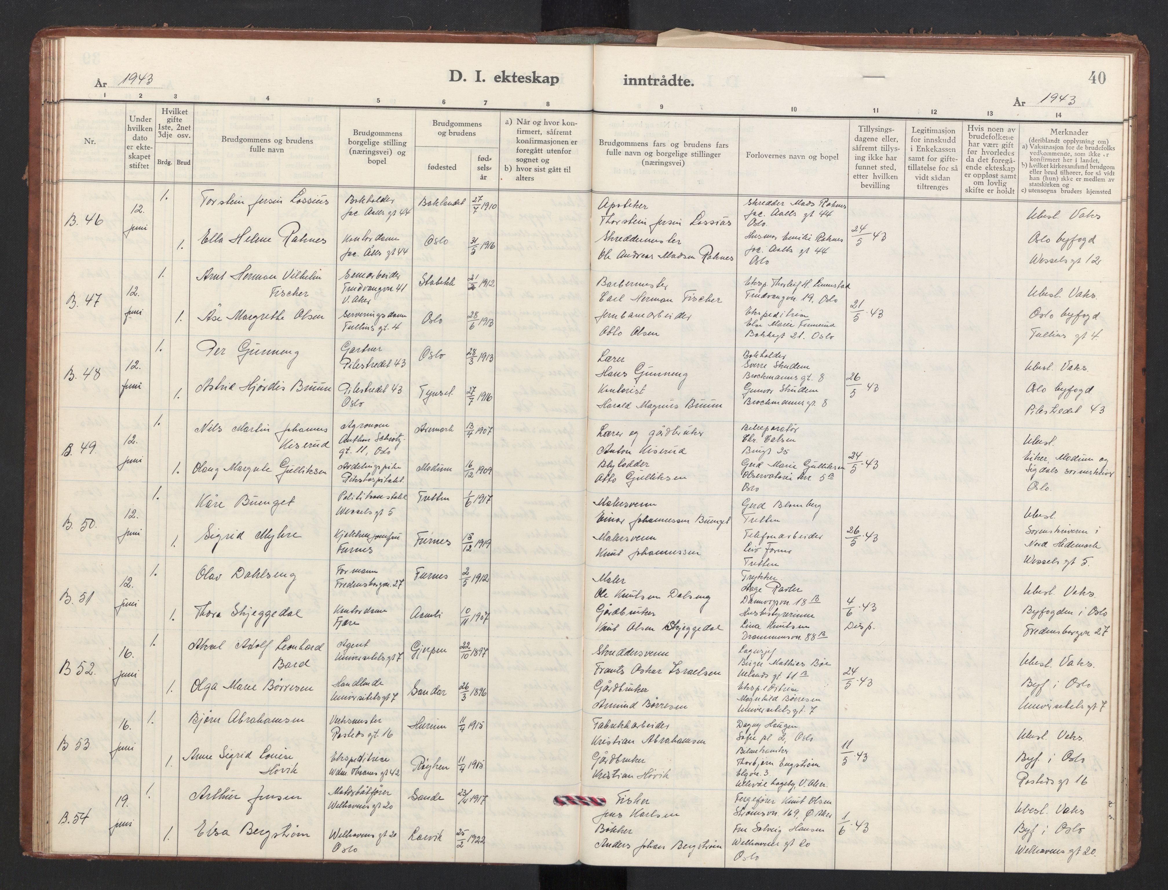 Trefoldighet prestekontor Kirkebøker, AV/SAO-A-10882/F/Fg/L0003: Ministerialbok nr. VII 3, 1940-1948, s. 40