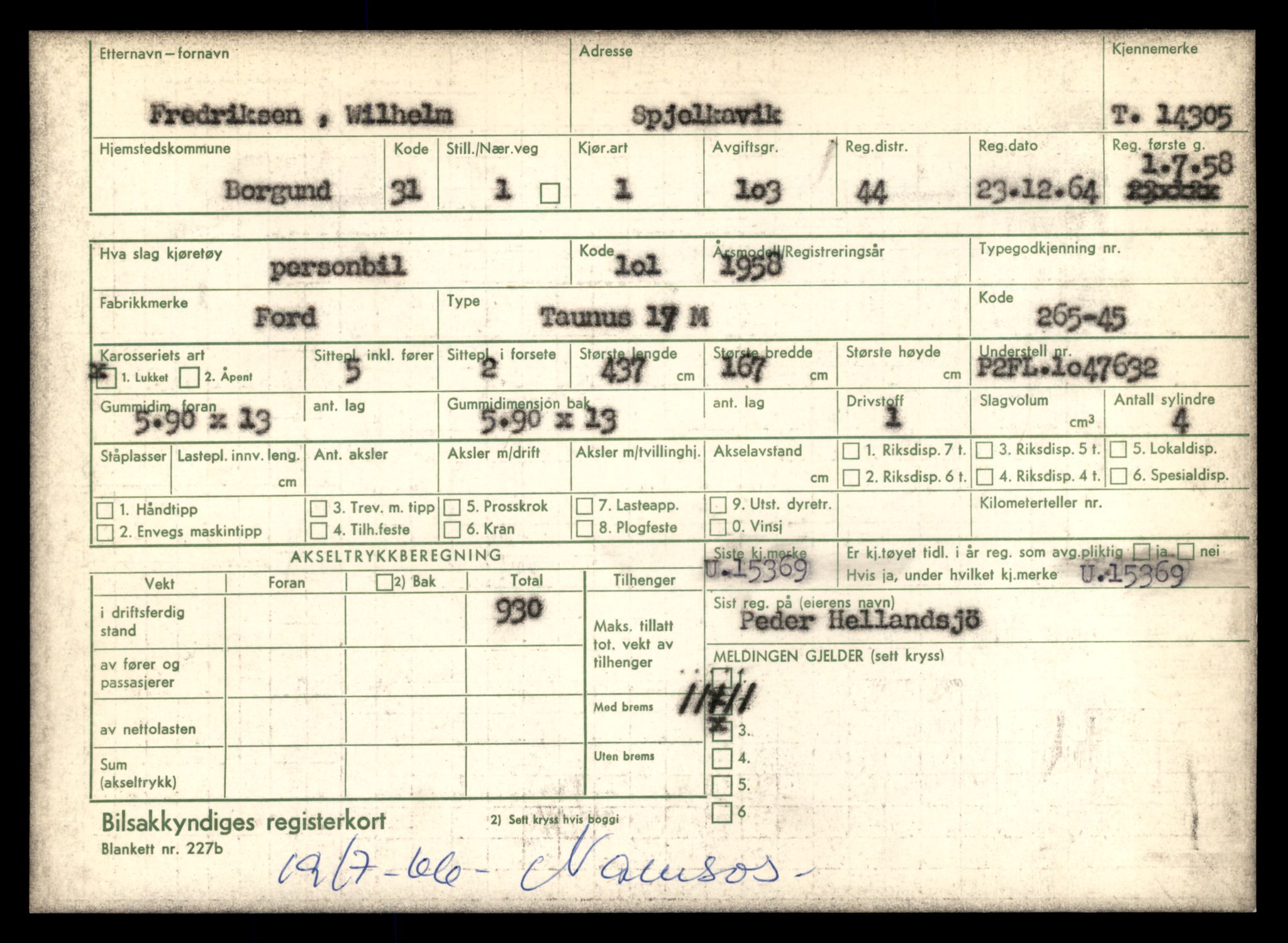 Møre og Romsdal vegkontor - Ålesund trafikkstasjon, AV/SAT-A-4099/F/Fe/L0044: Registreringskort for kjøretøy T 14205 - T 14319, 1927-1998, s. 2903