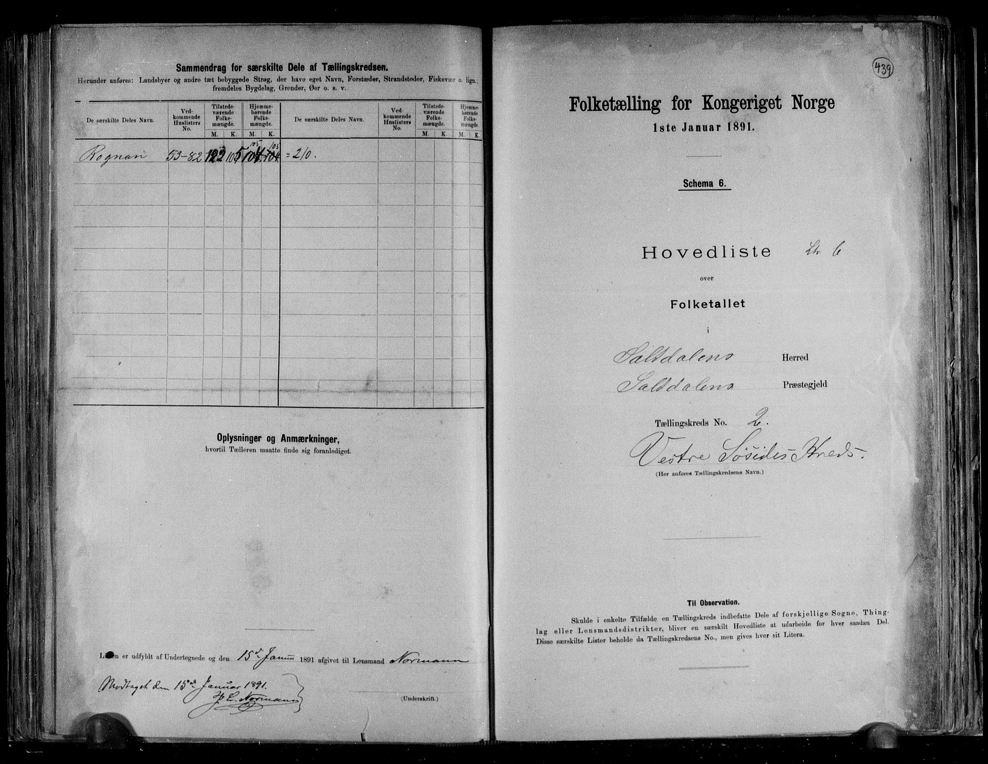 RA, Folketelling 1891 for 1840 Saltdal herred, 1891, s. 9