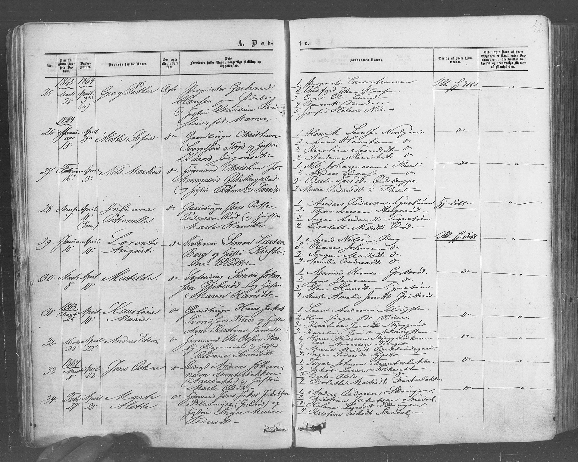 Idd prestekontor Kirkebøker, AV/SAO-A-10911/F/Fc/L0005: Ministerialbok nr. III 5, 1861-1877, s. 42