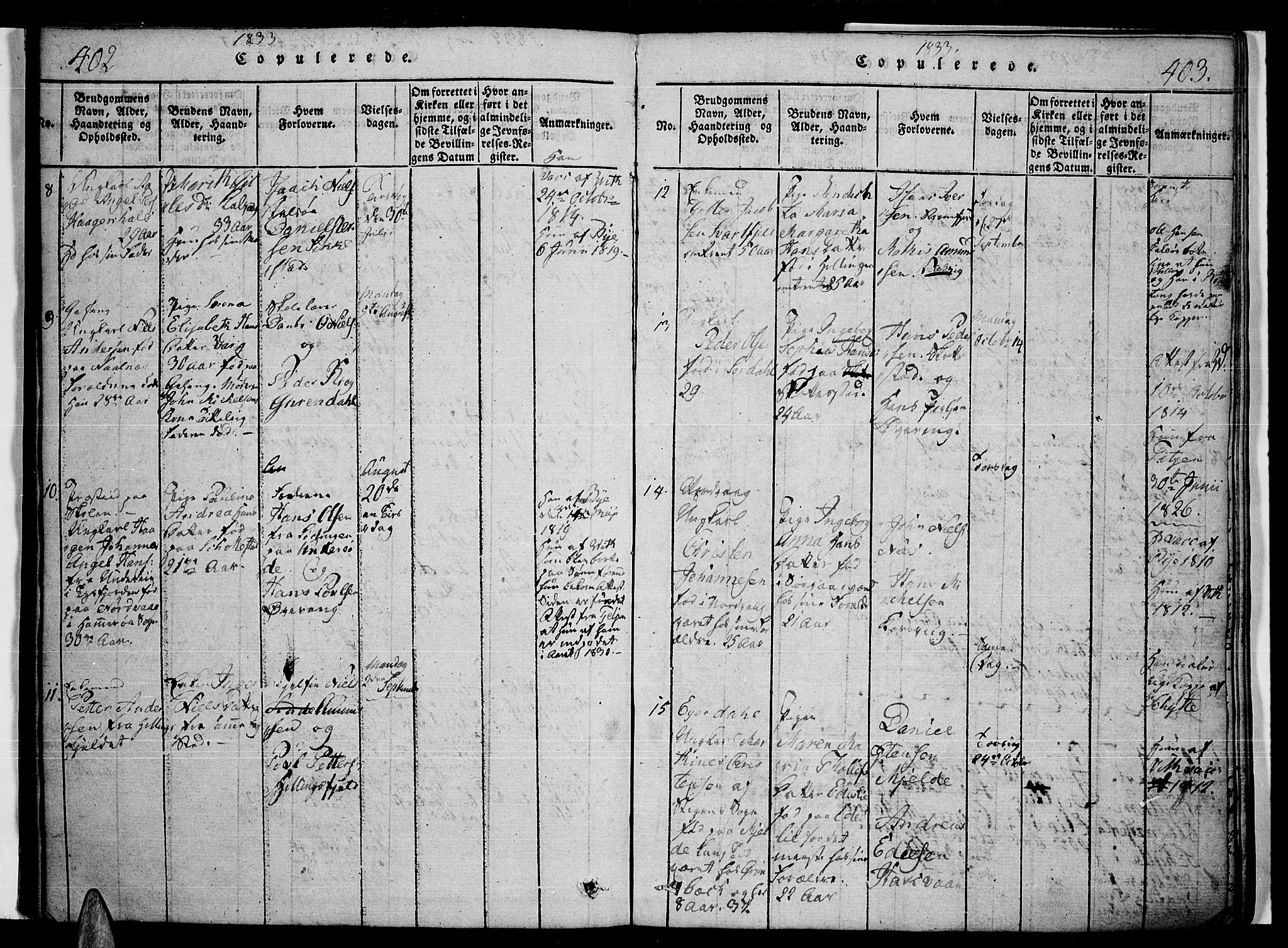 Ministerialprotokoller, klokkerbøker og fødselsregistre - Nordland, AV/SAT-A-1459/859/L0842: Ministerialbok nr. 859A02, 1821-1839, s. 402-403