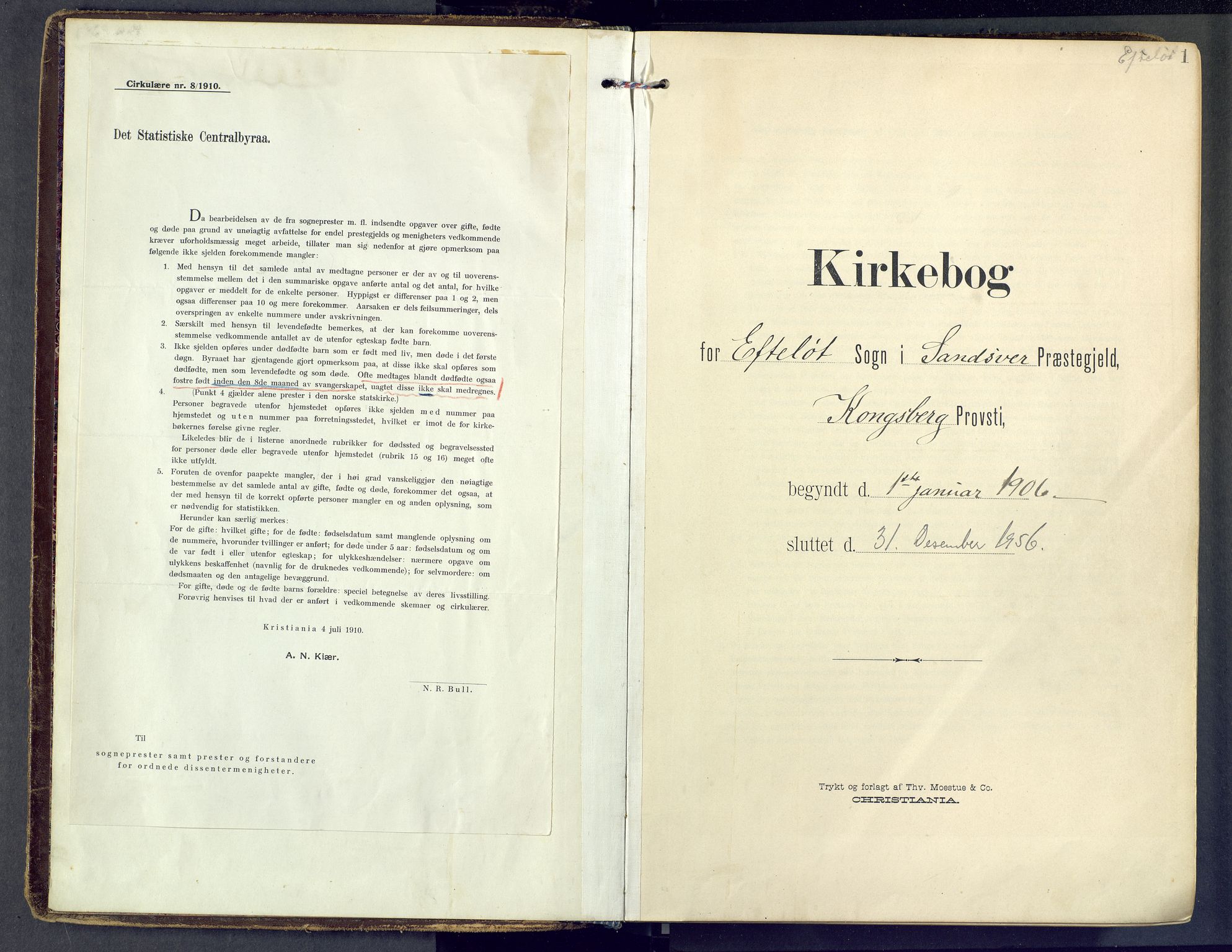 Sandsvær kirkebøker, SAKO/A-244/F/Fb/L0002: Ministerialbok nr. II 2, 1906-1956, s. 1