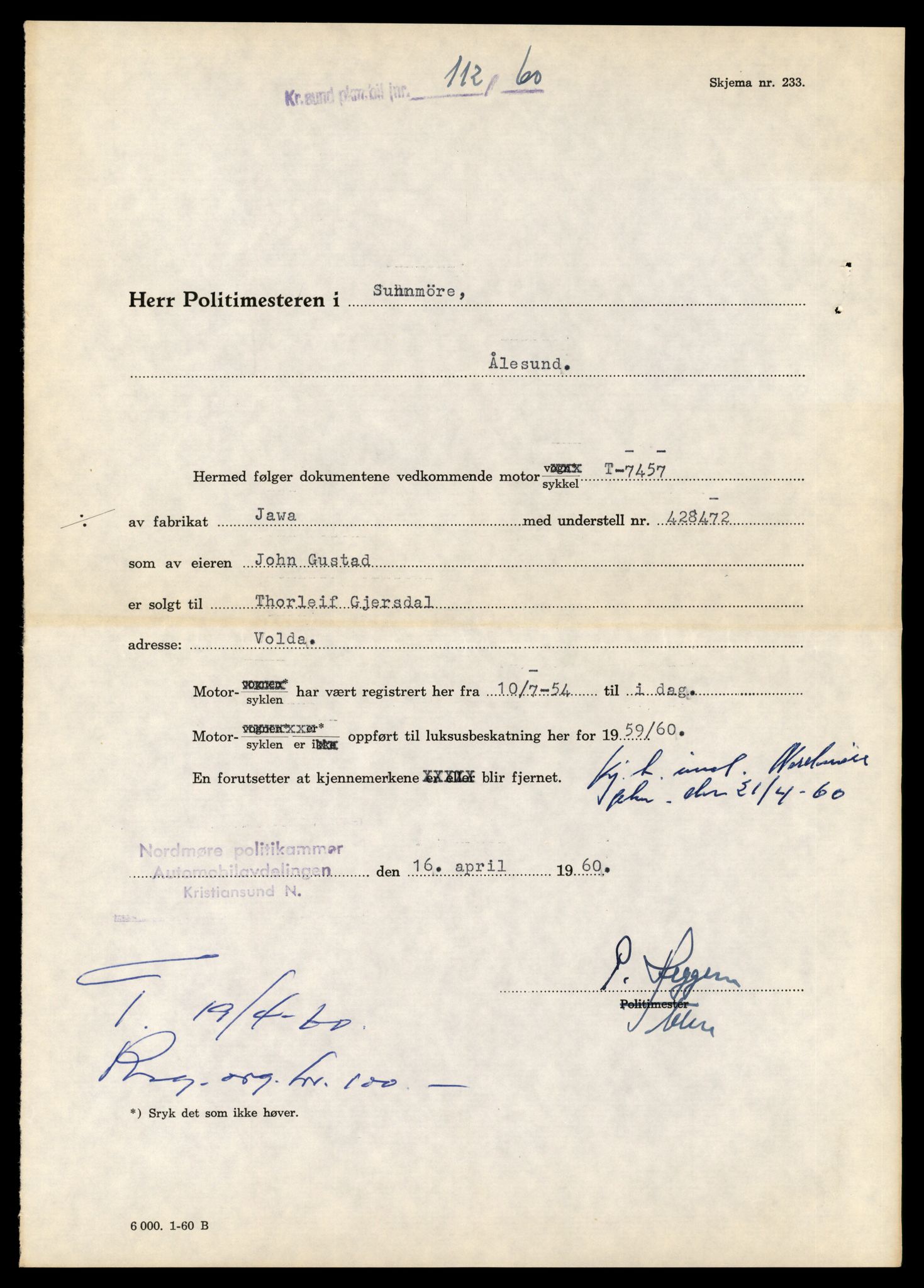 Møre og Romsdal vegkontor - Ålesund trafikkstasjon, AV/SAT-A-4099/F/Fe/L0026: Registreringskort for kjøretøy T 11046 - T 11160, 1927-1998, s. 1419