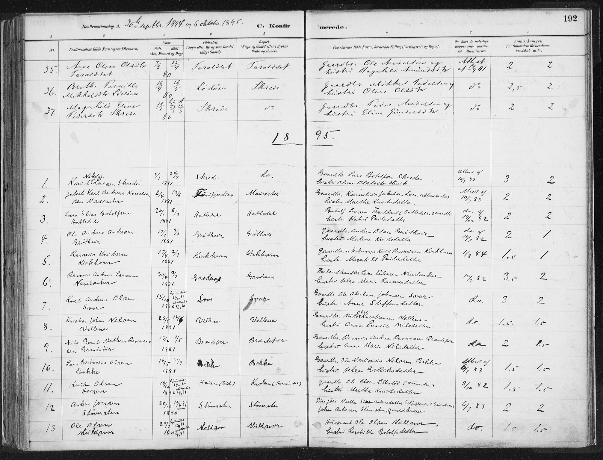 Hornindal sokneprestembete, AV/SAB-A-82401/H/Haa/Haaa/L0003/0001: Ministerialbok nr. A 3A, 1887-1917, s. 192