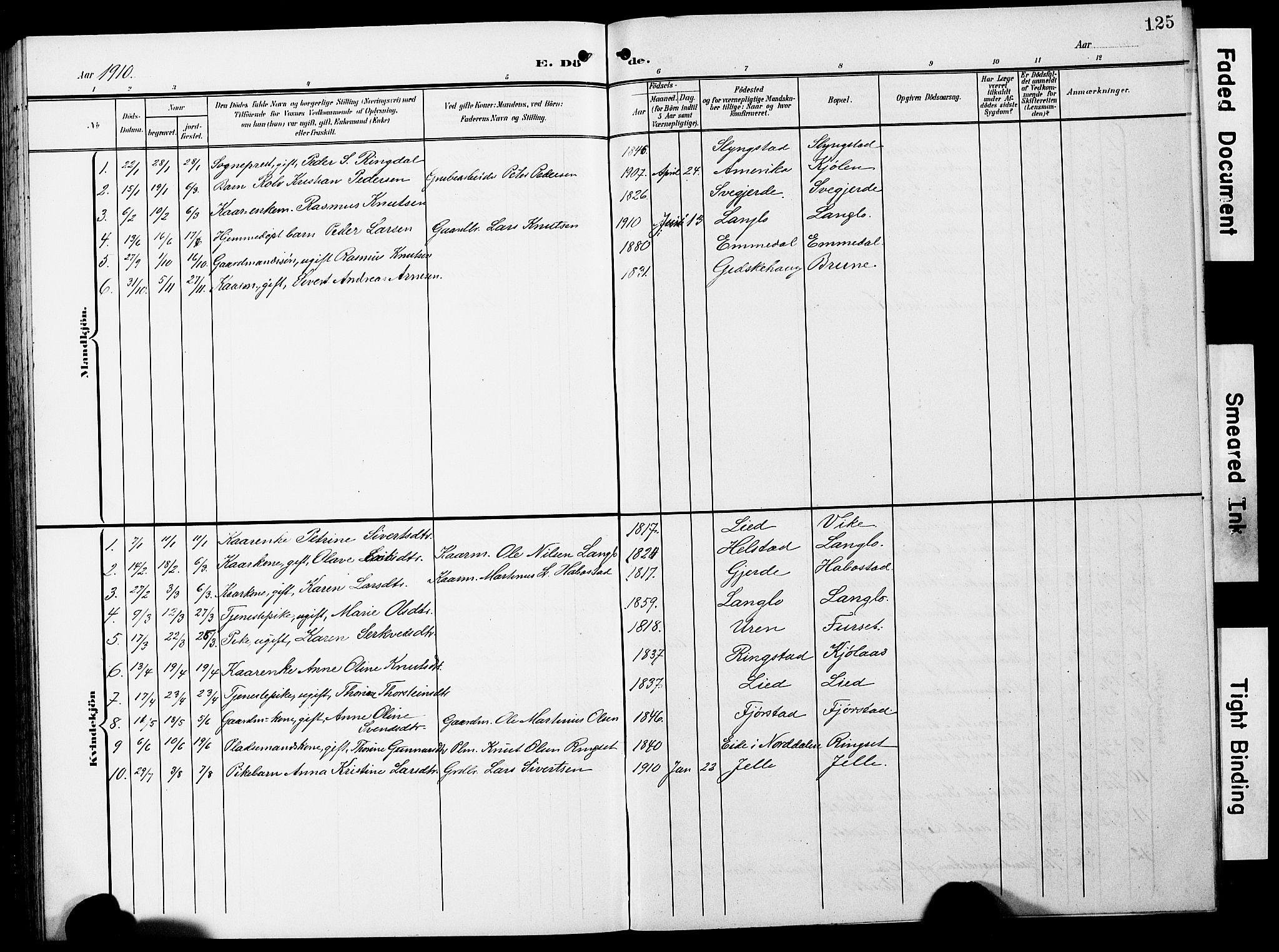 Ministerialprotokoller, klokkerbøker og fødselsregistre - Møre og Romsdal, AV/SAT-A-1454/520/L0293: Klokkerbok nr. 520C05, 1902-1923, s. 125