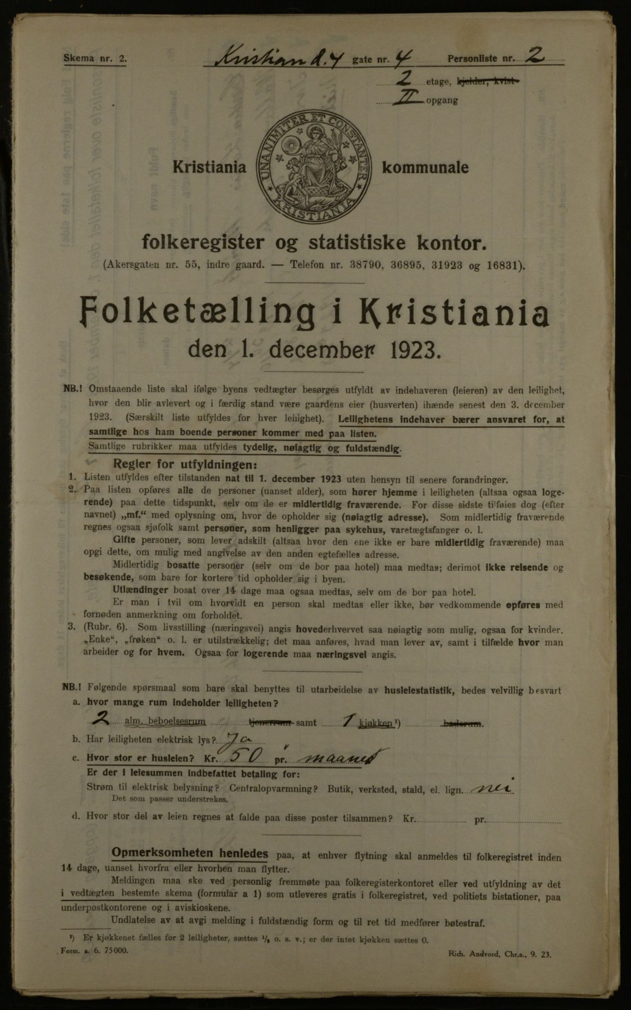 OBA, Kommunal folketelling 1.12.1923 for Kristiania, 1923, s. 60748