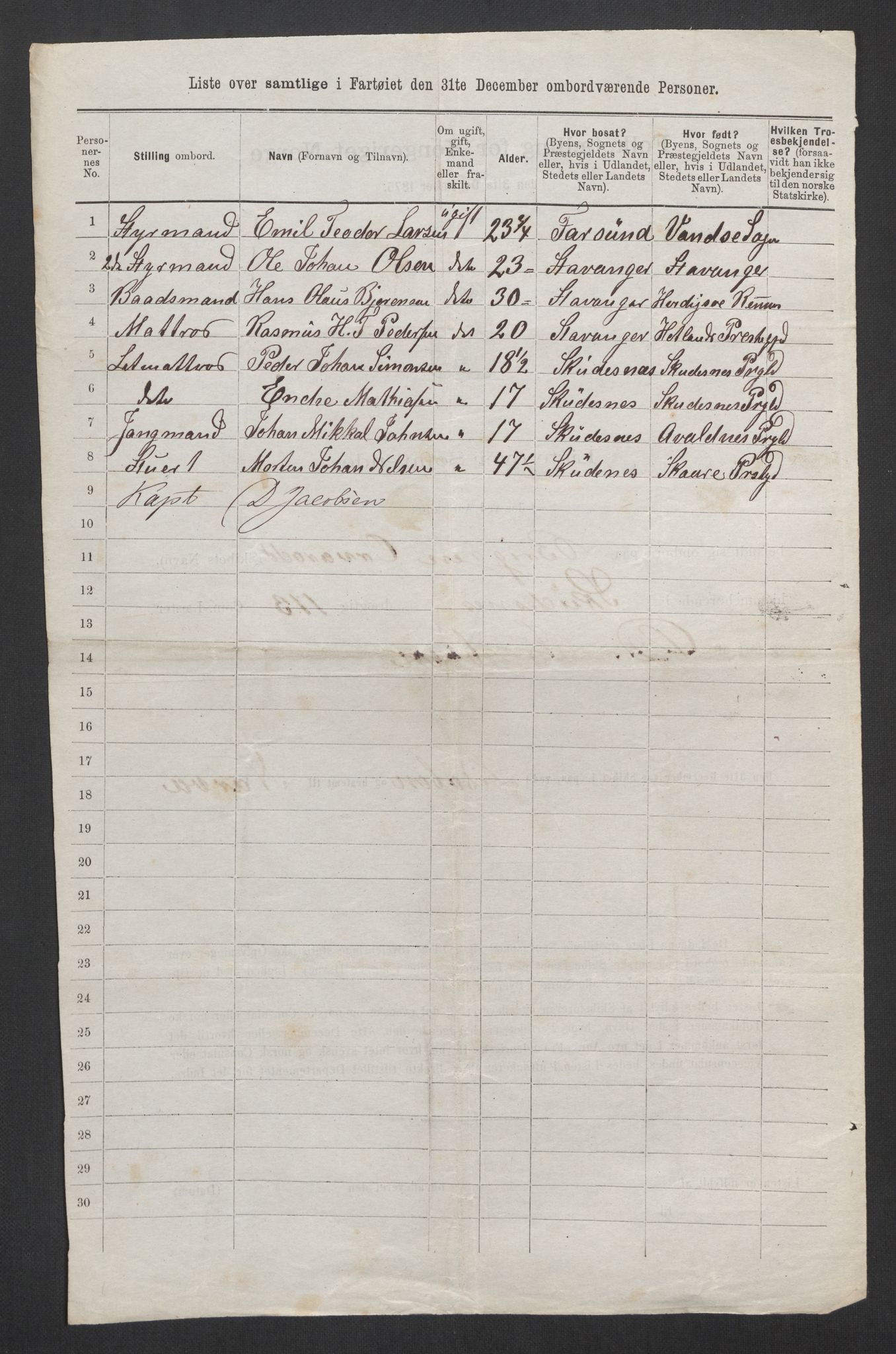 RA, Folketelling 1875, skipslister: Skip i utenrikske havner, hjemmehørende i 1) byer og ladesteder, Grimstad - Tromsø, 2) landdistrikter, 1875, s. 762